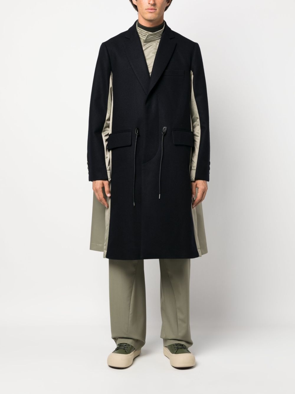 drawstring-waist wool coat - 2