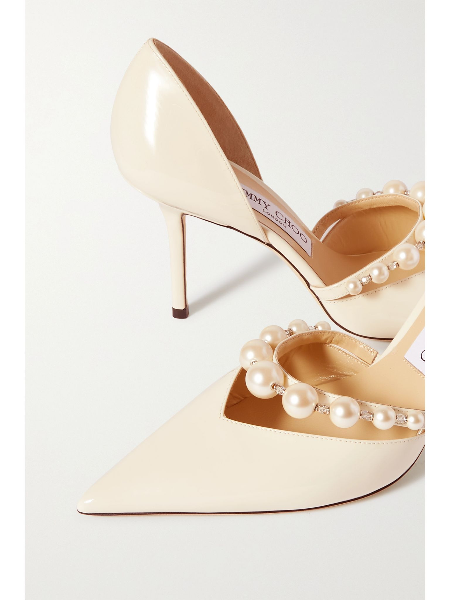 Aurelie 85 faux pearl-embellished patent-leather pumps White - 4