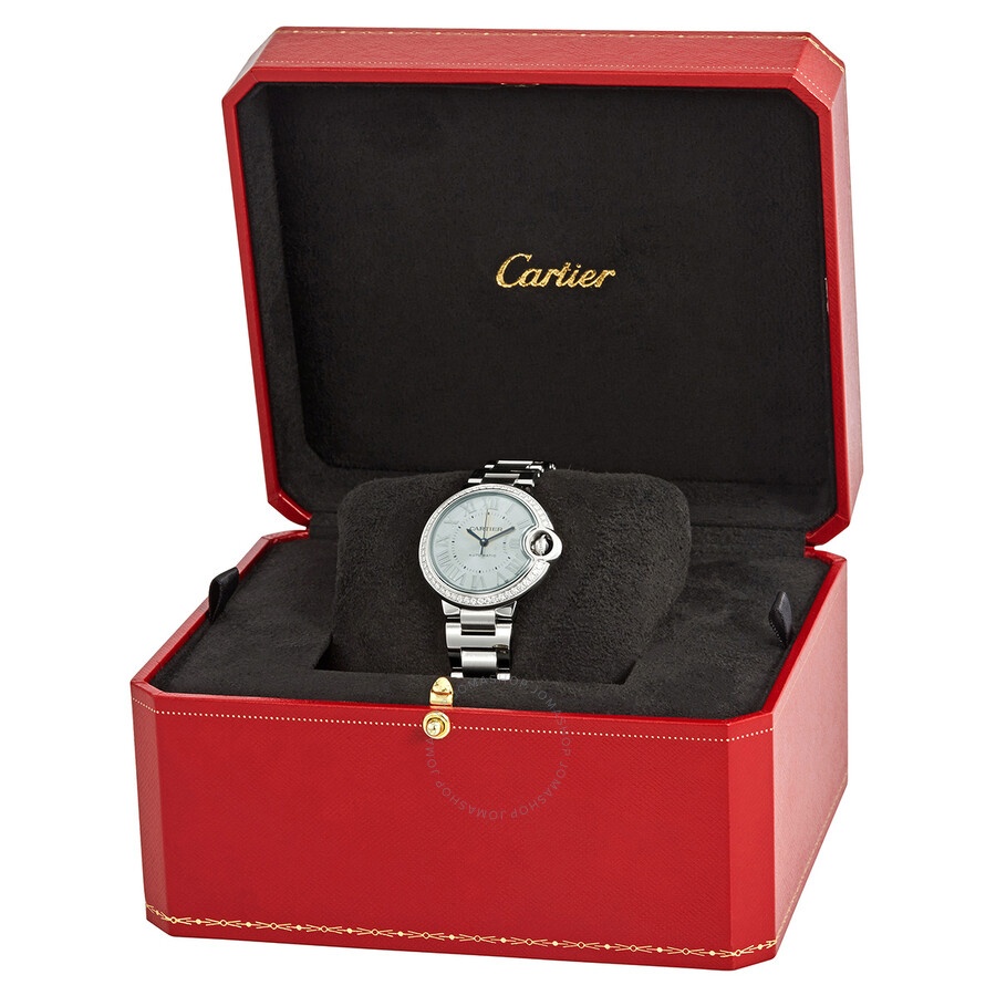Cartier Ballon Bleu 33 mm Automatic Diamond Blue Dial Ladies Watch W4BB0028 - 4