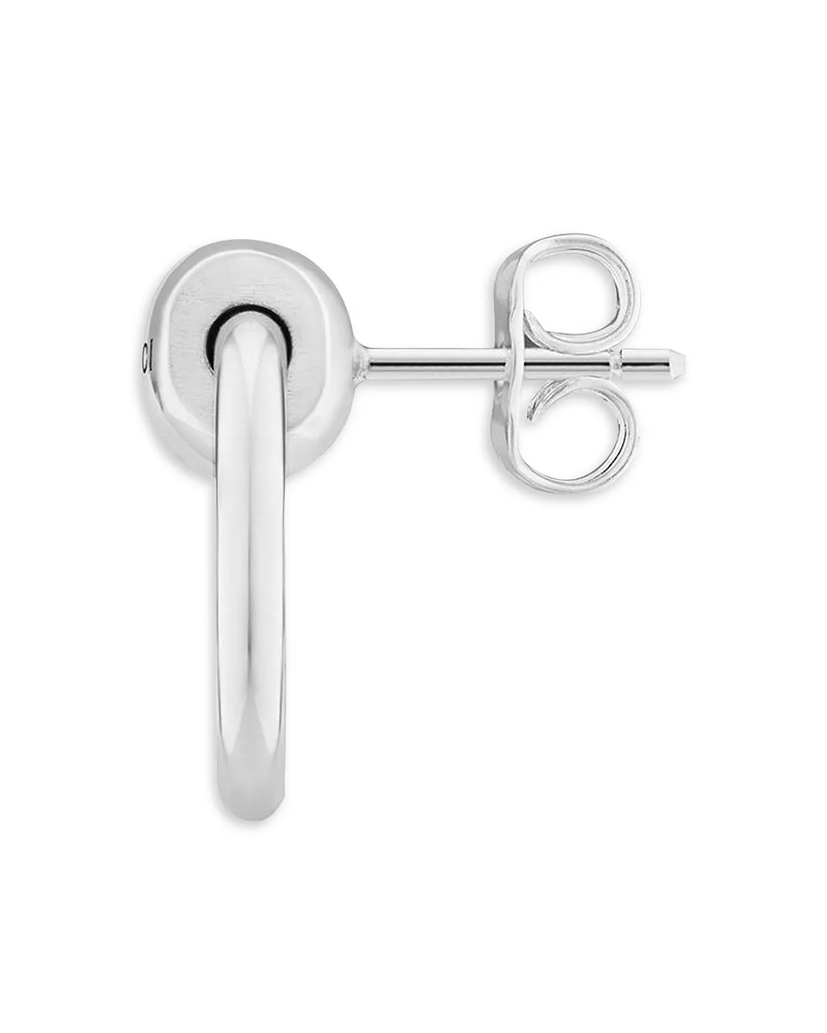 Sterling Silver Horsebit Small Circle Stud Earrings - 2