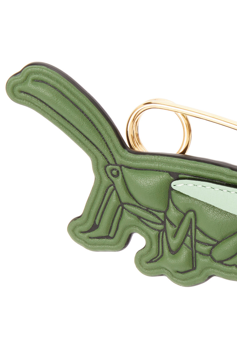 Grasshopper pin charm in calfskin and metal 4