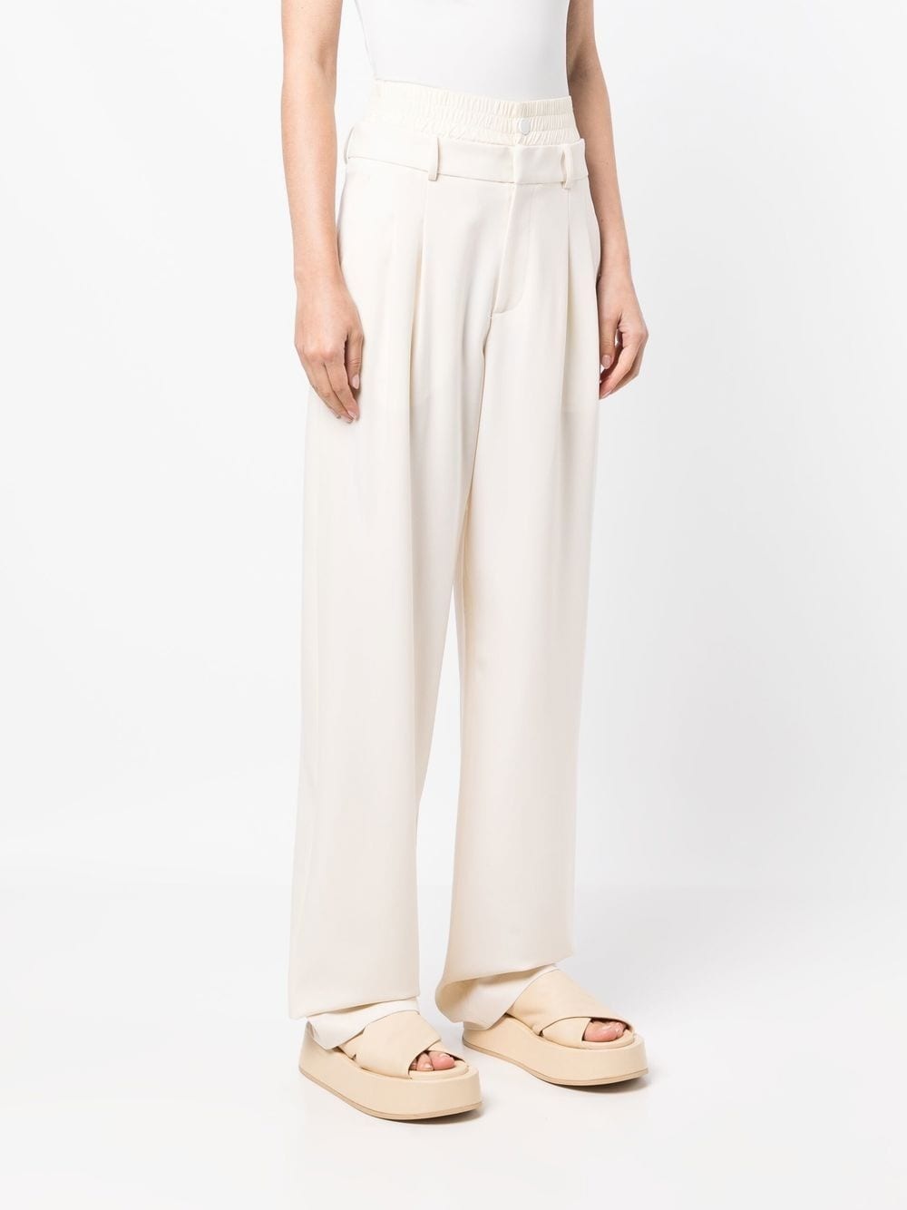 double-waist straight-leg trousers - 3