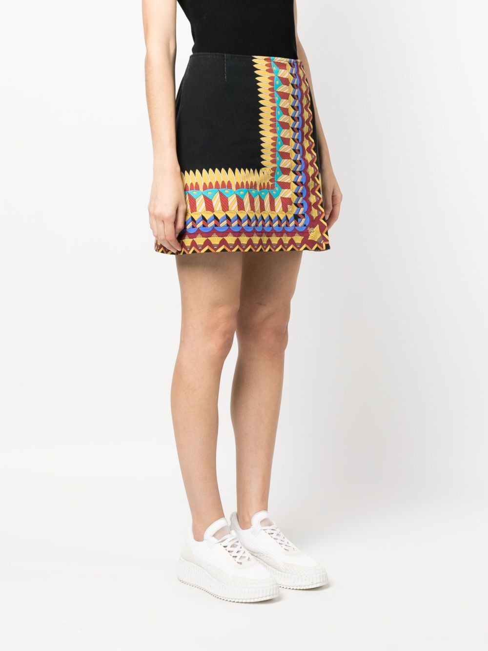 geometric-print cotton-twill miniskirt - 3