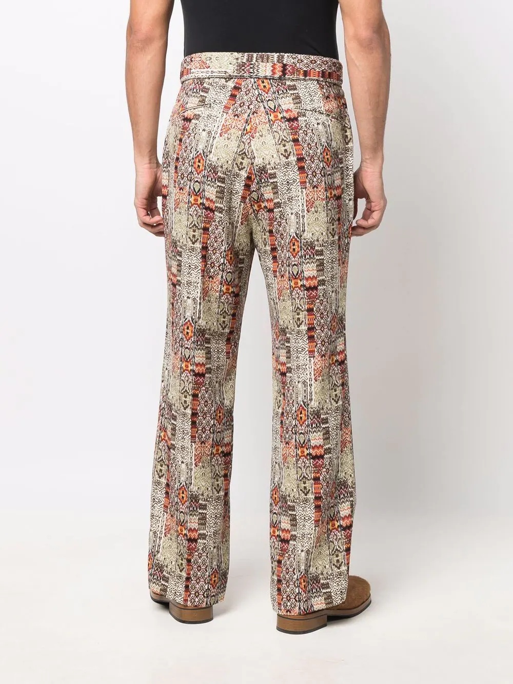 geometric-print four-pocket straight trousers - 4