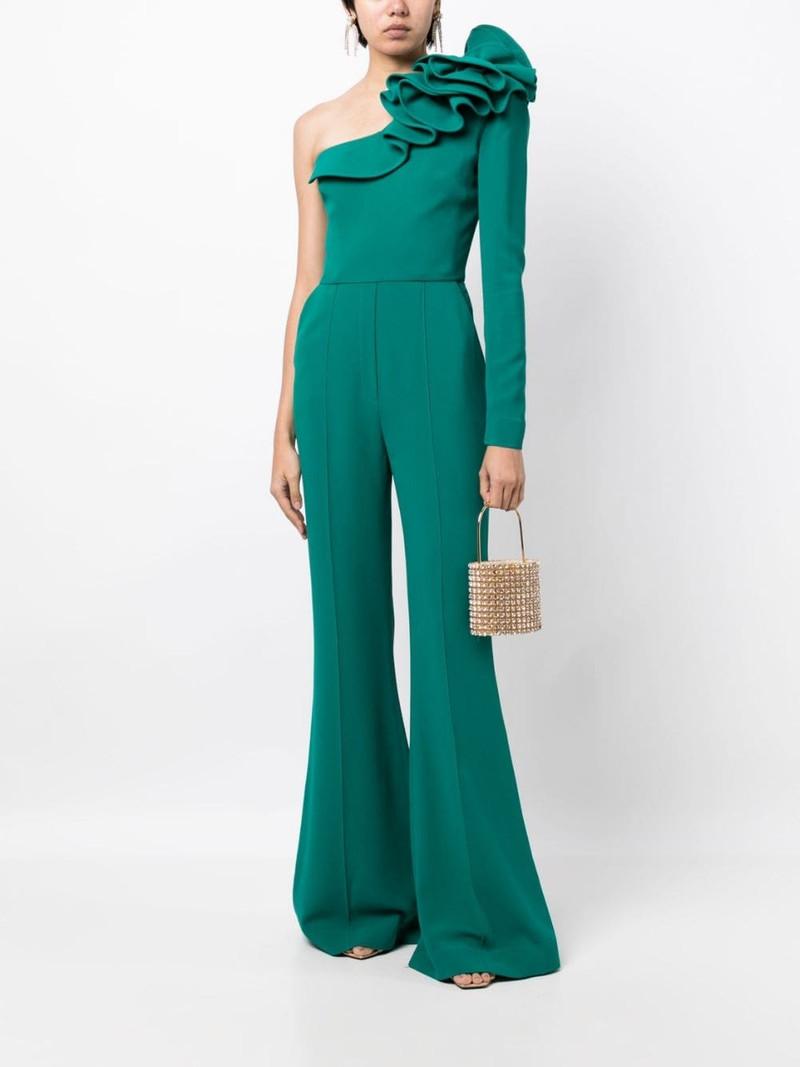 ELIE SAAB one-shoulder ruffled jumpsuit outlook