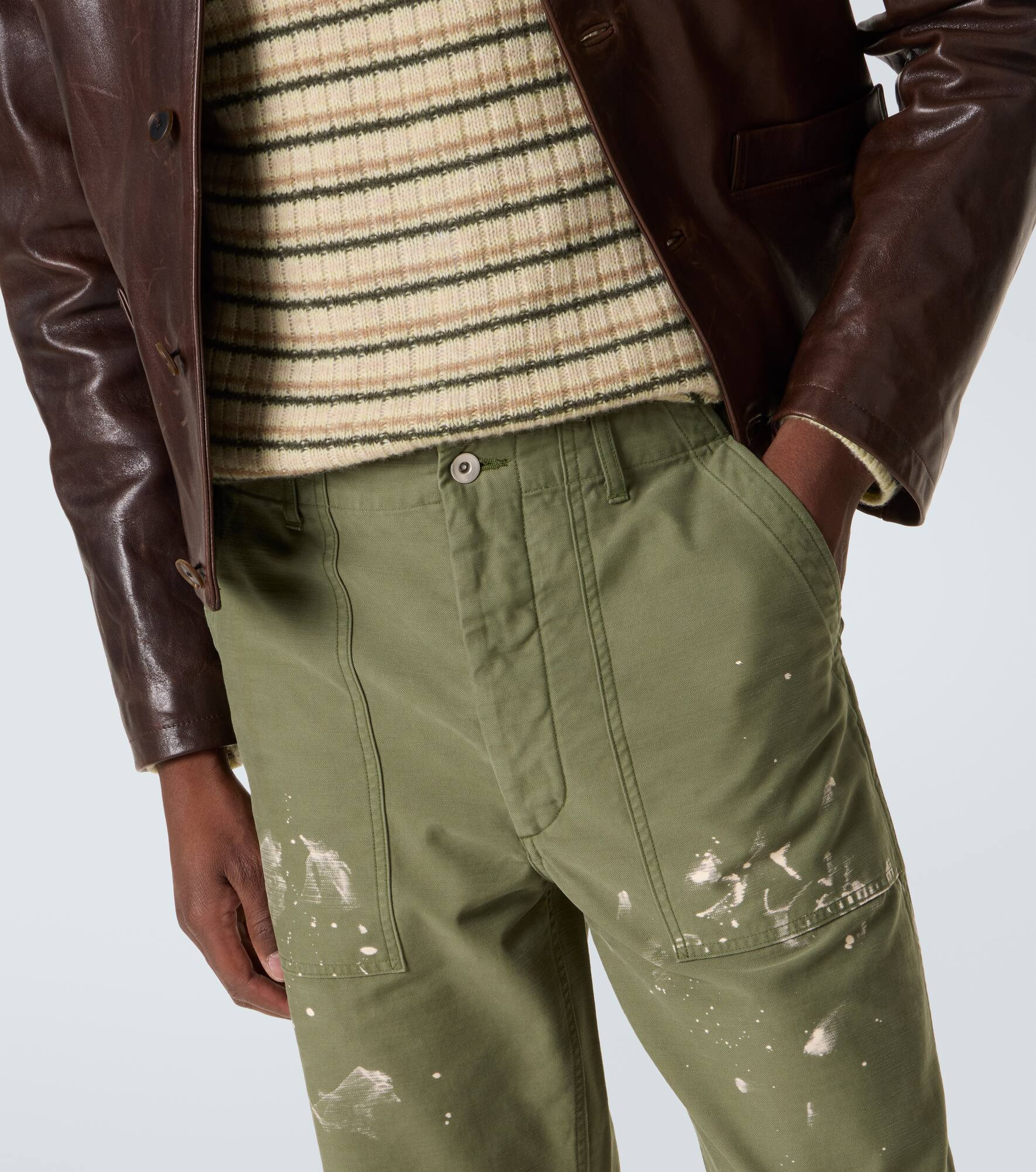 Cotton canvas straight pants - 5
