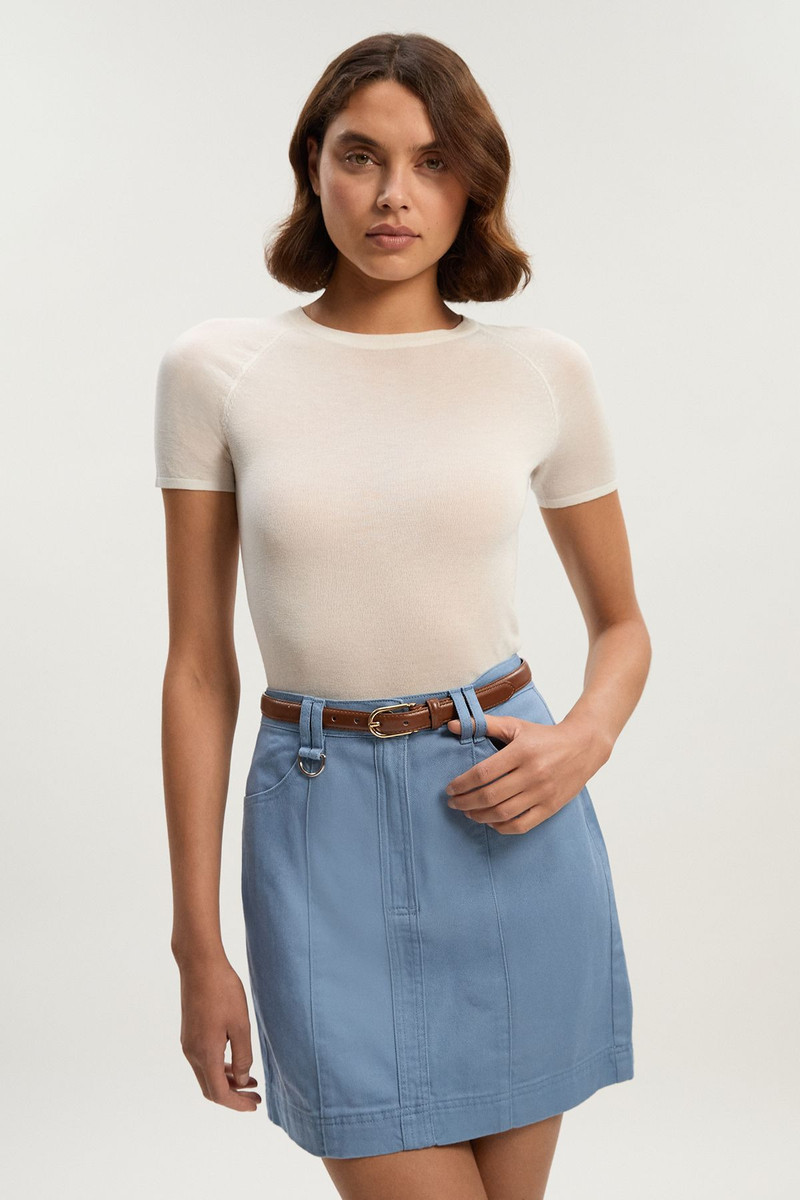 Denim Seamed Mini Skirt 1