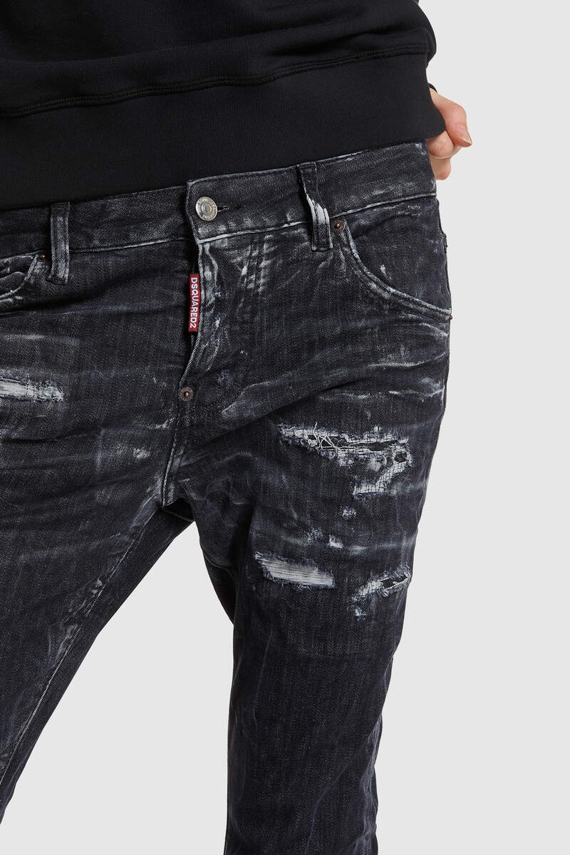 BLACK DESTROYED WASH COOL GIRL JEANS - 5