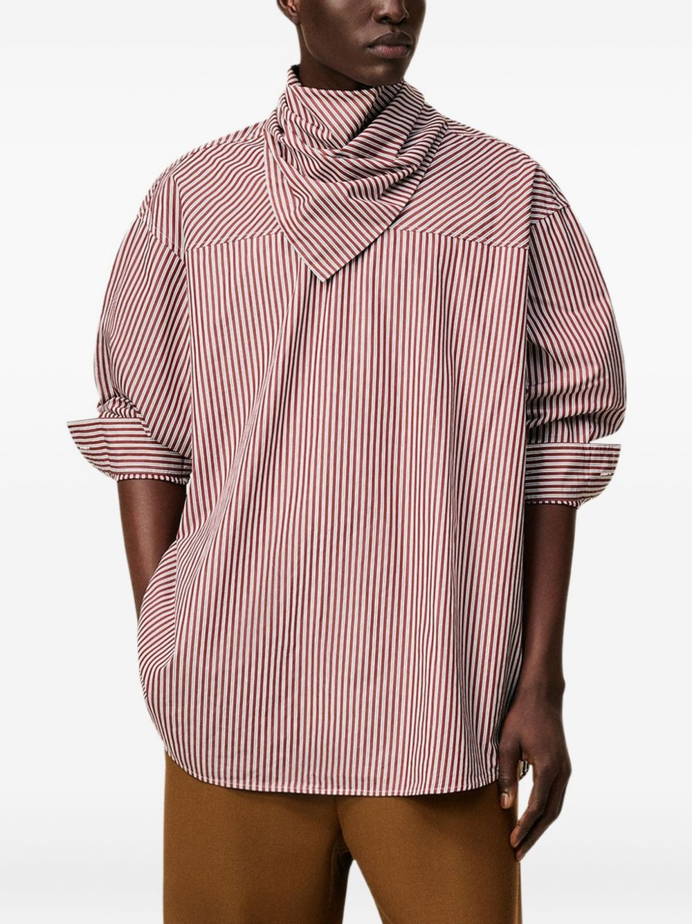 striped-pattern bandana shirt - 2