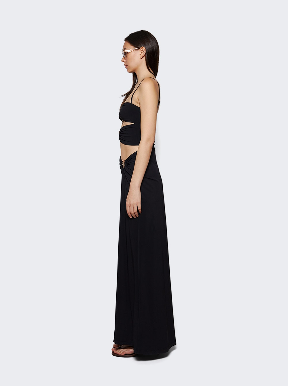 Ruched Orbit Split Dress Black - 3