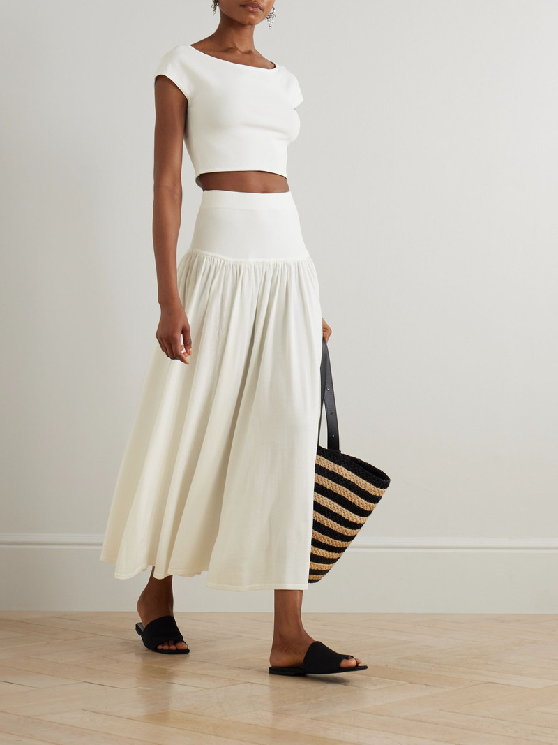 Loulou de Saison Romy gathered knited maxi skirt Ivory outlook