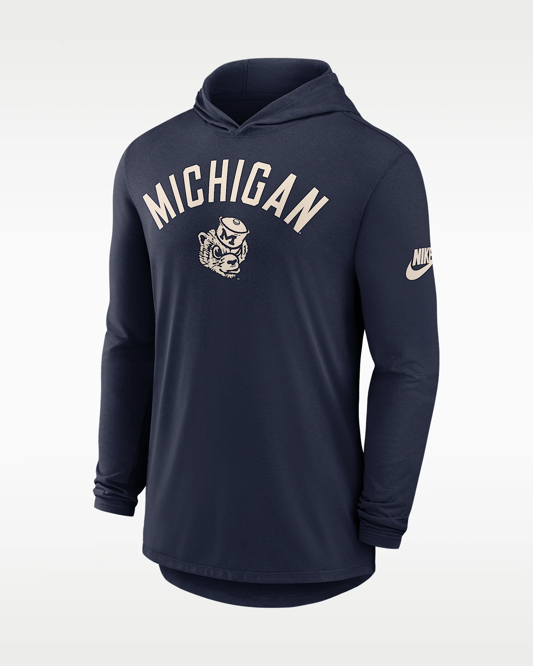 Michigan Legacy Arch Men's Nike Dri-FIT College Long-Sleeve Hooded T-Shirt - 1