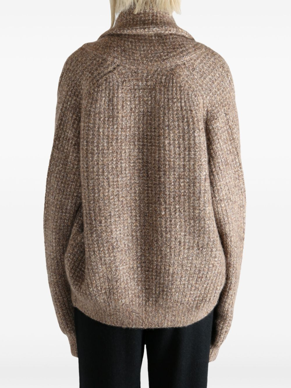shawl-collar ribbed cardigan - 4