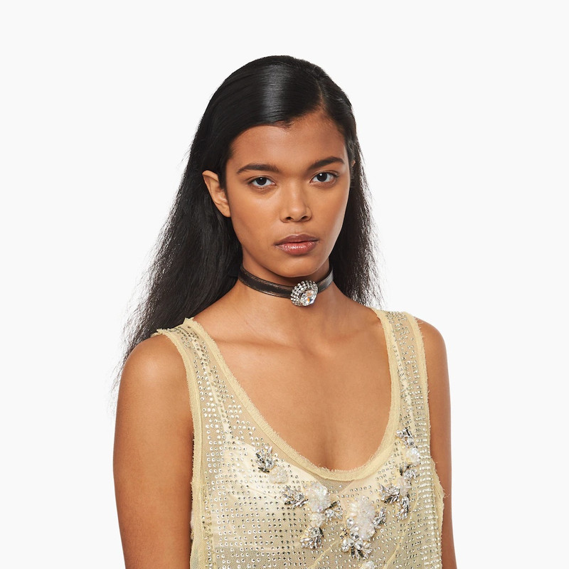 Nappa leather choker with crystals 3