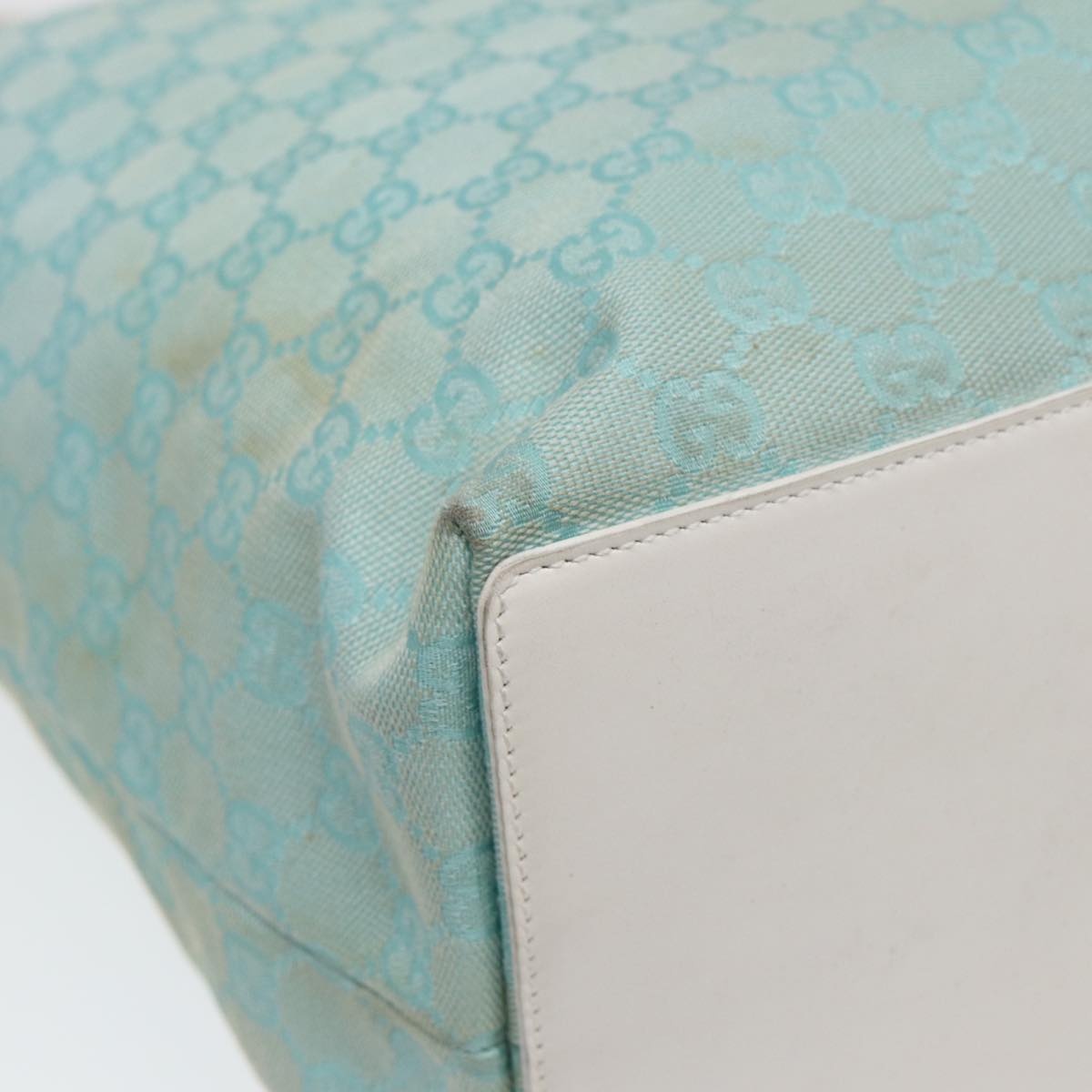 GUCCI GG Canvas Tote Bag Light Blue White Gold 002 002 - 13
