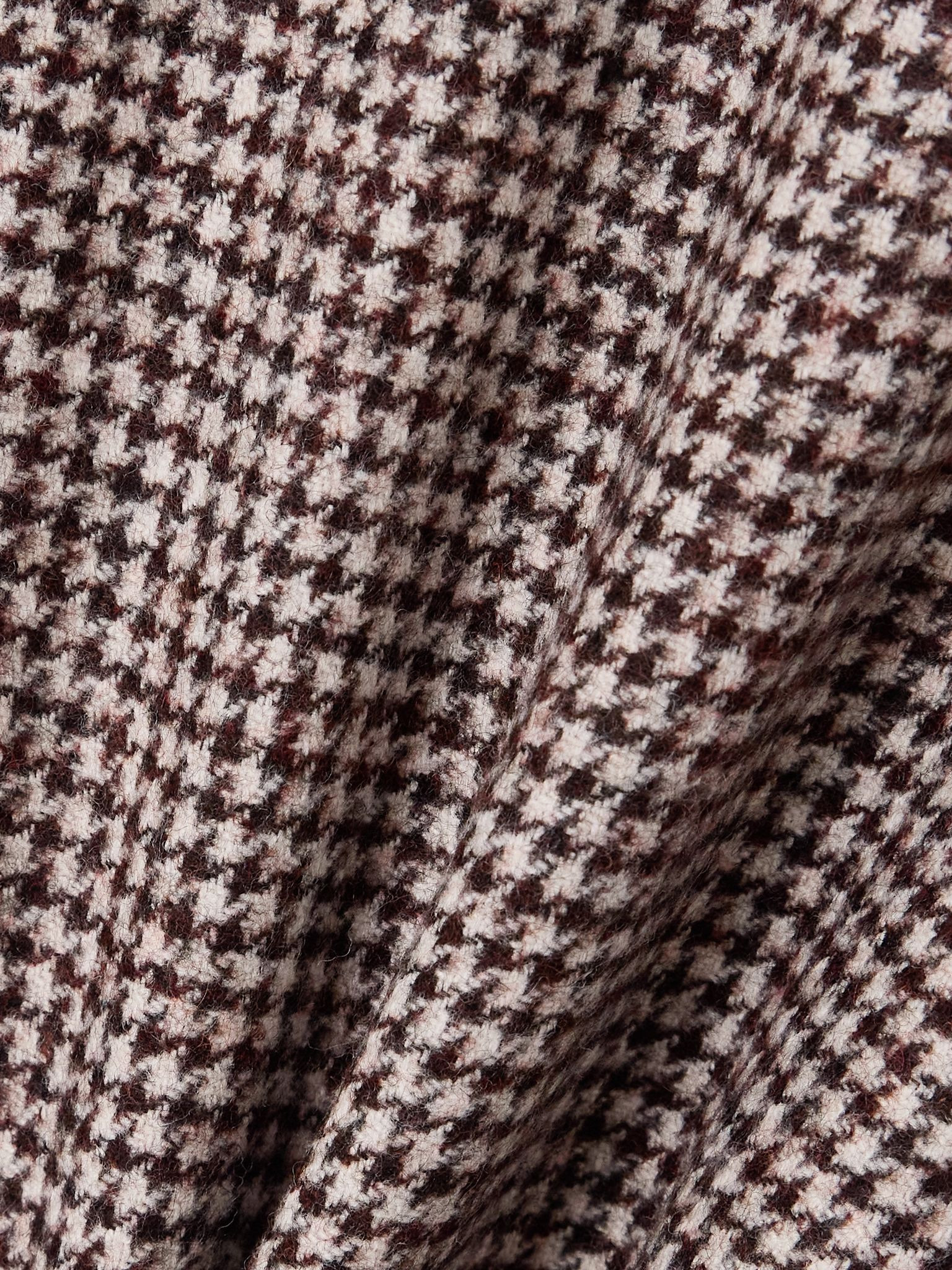 Belted bead-embellished houndstooth wool-blend jacket Brown - 4
