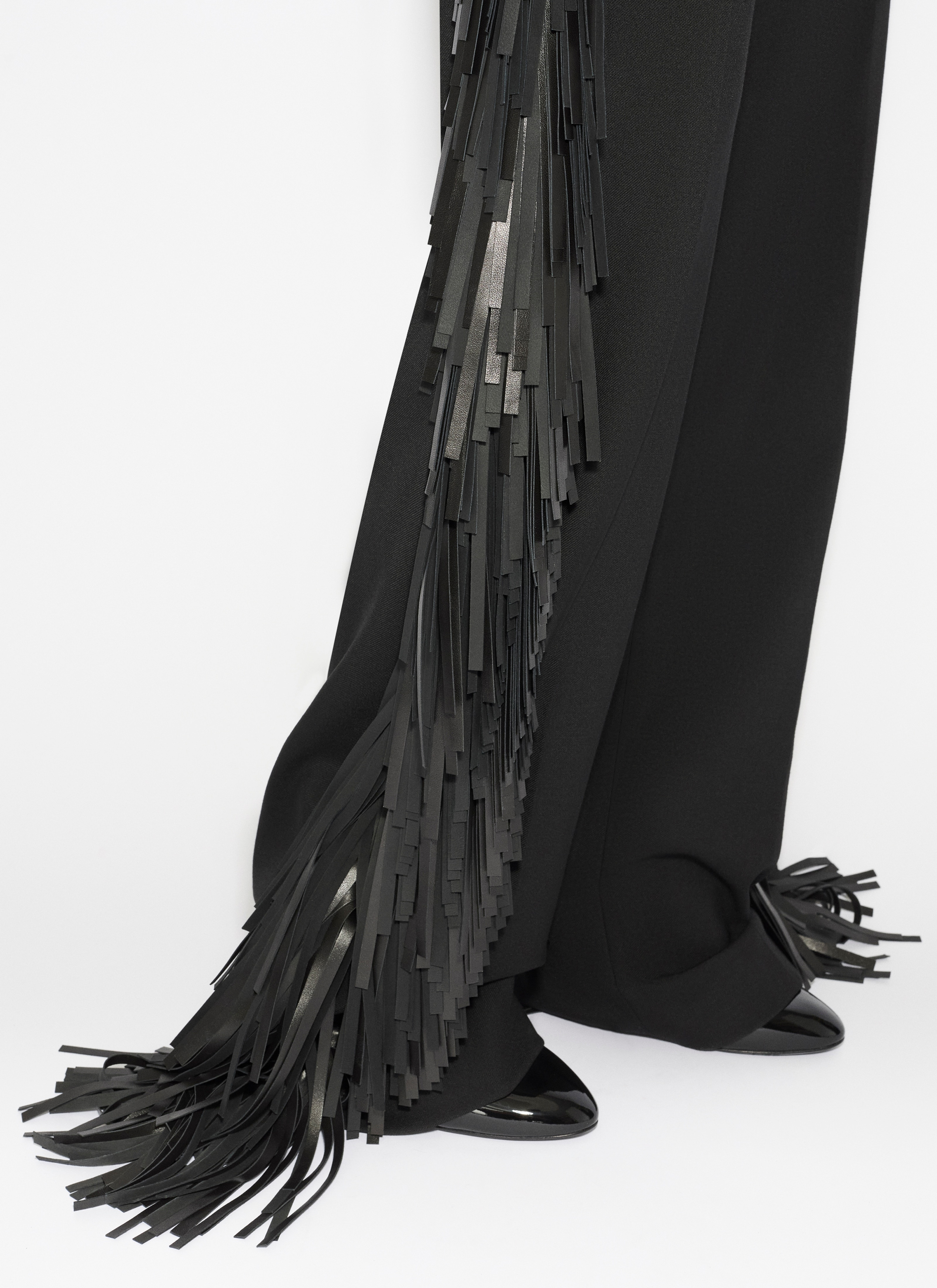 FRINGED WOOL GABARDINE PANTS - 6