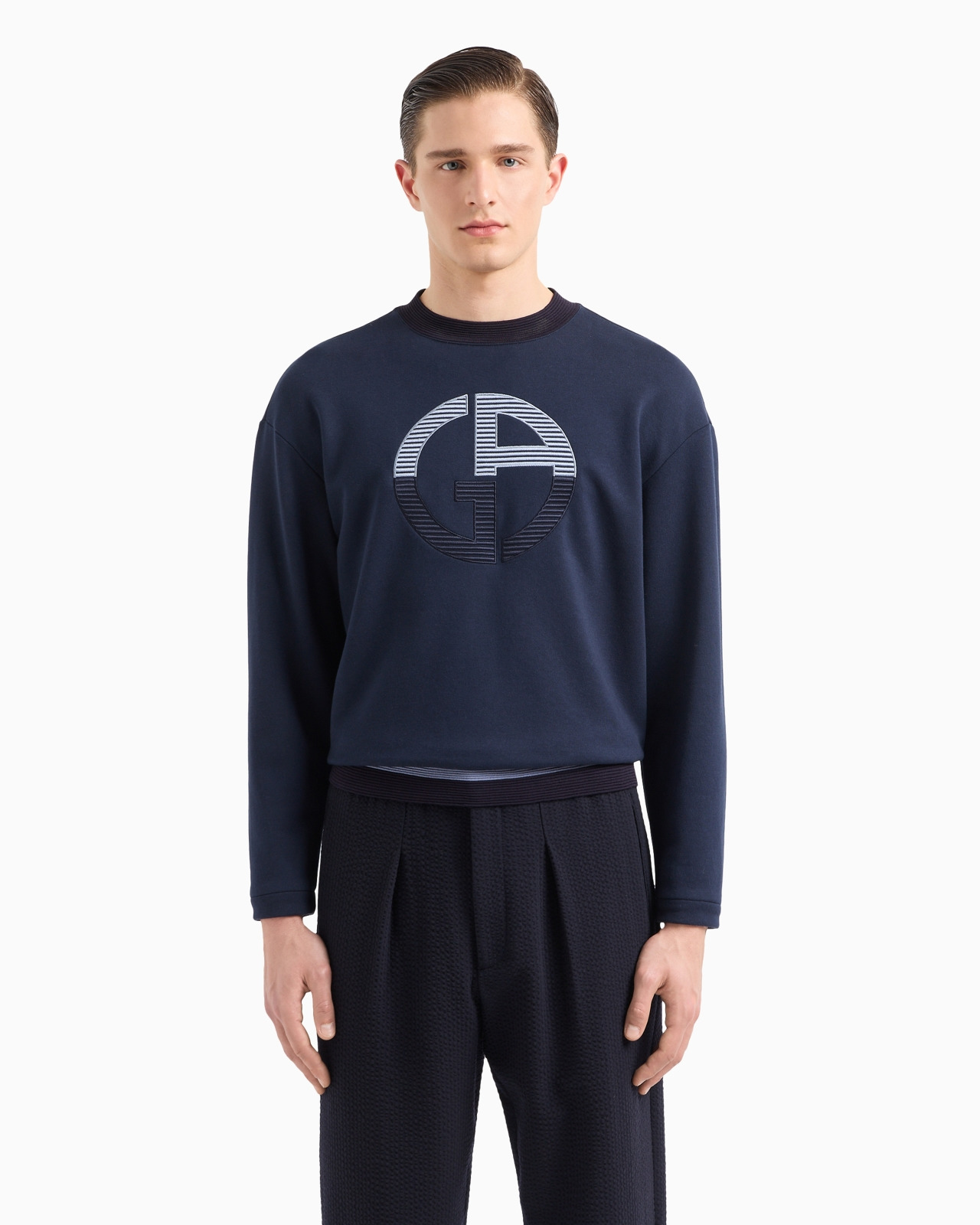 Cotton and cashmere crew-neck sweatshirt with oversized logo - 2