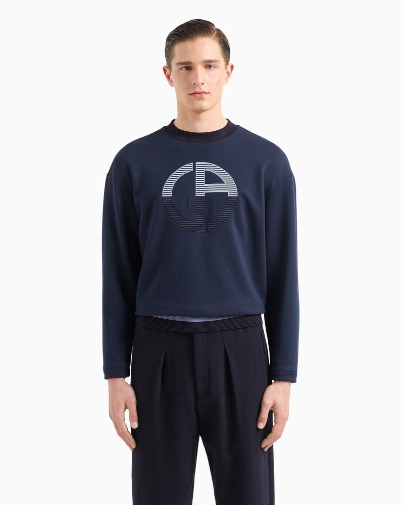 Cotton and cashmere crew-neck sweatshirt with oversized logo 2