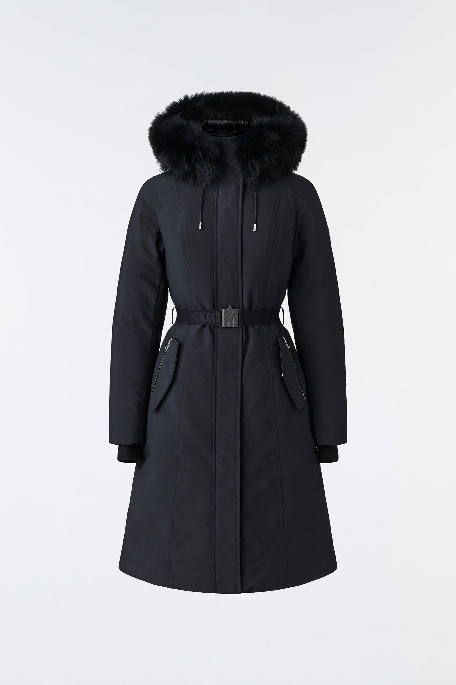KAILYN flared down coat with blue fox fur hood - 1