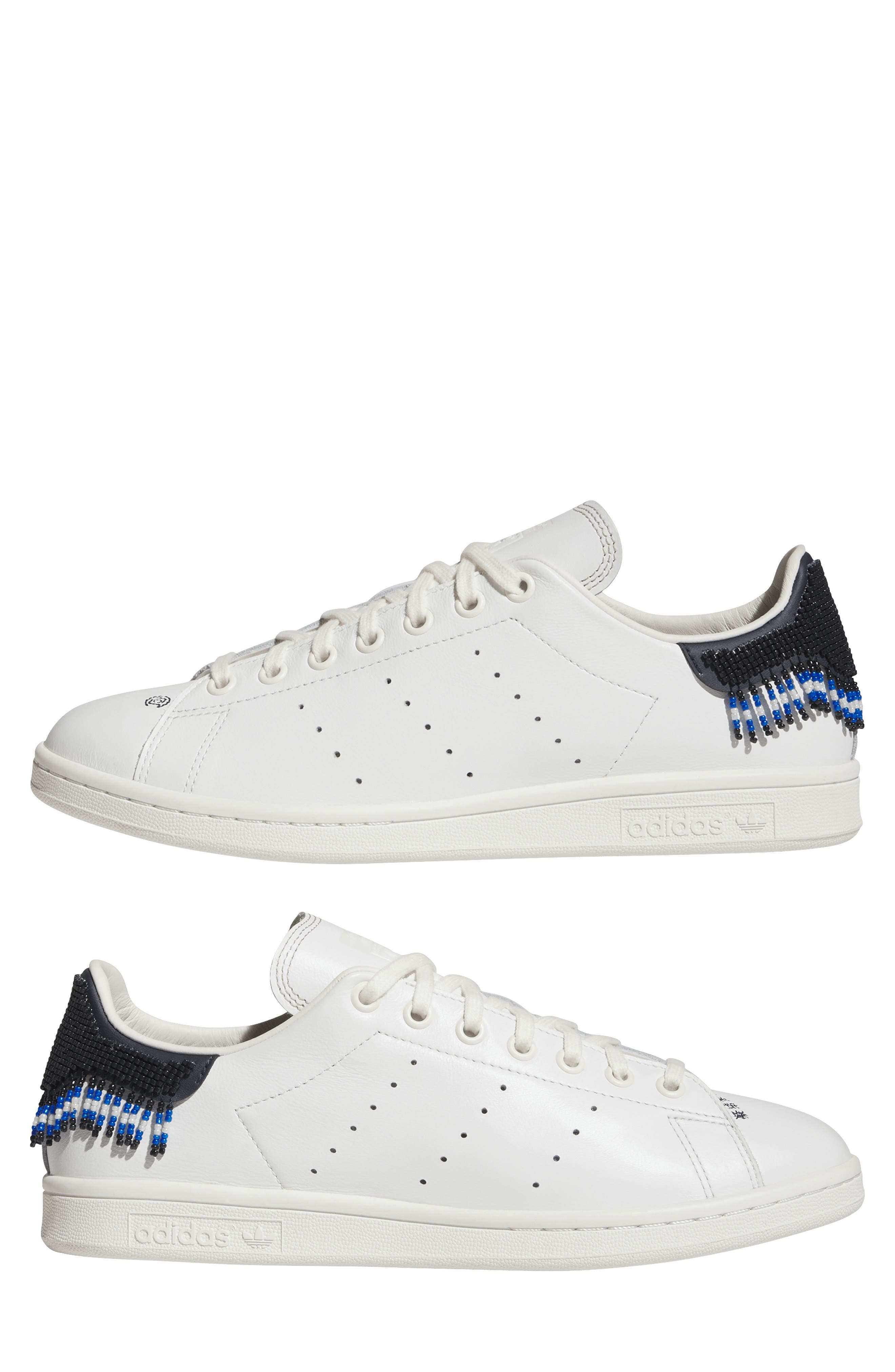adidas x CLOT Stan Smith Low Top Sneaker in White/Navy/White at Nordstrom - 8