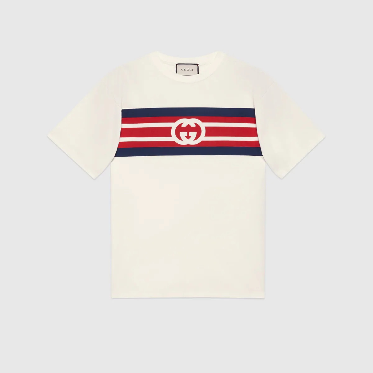 Interlocking G stripe print T-shirt - 1