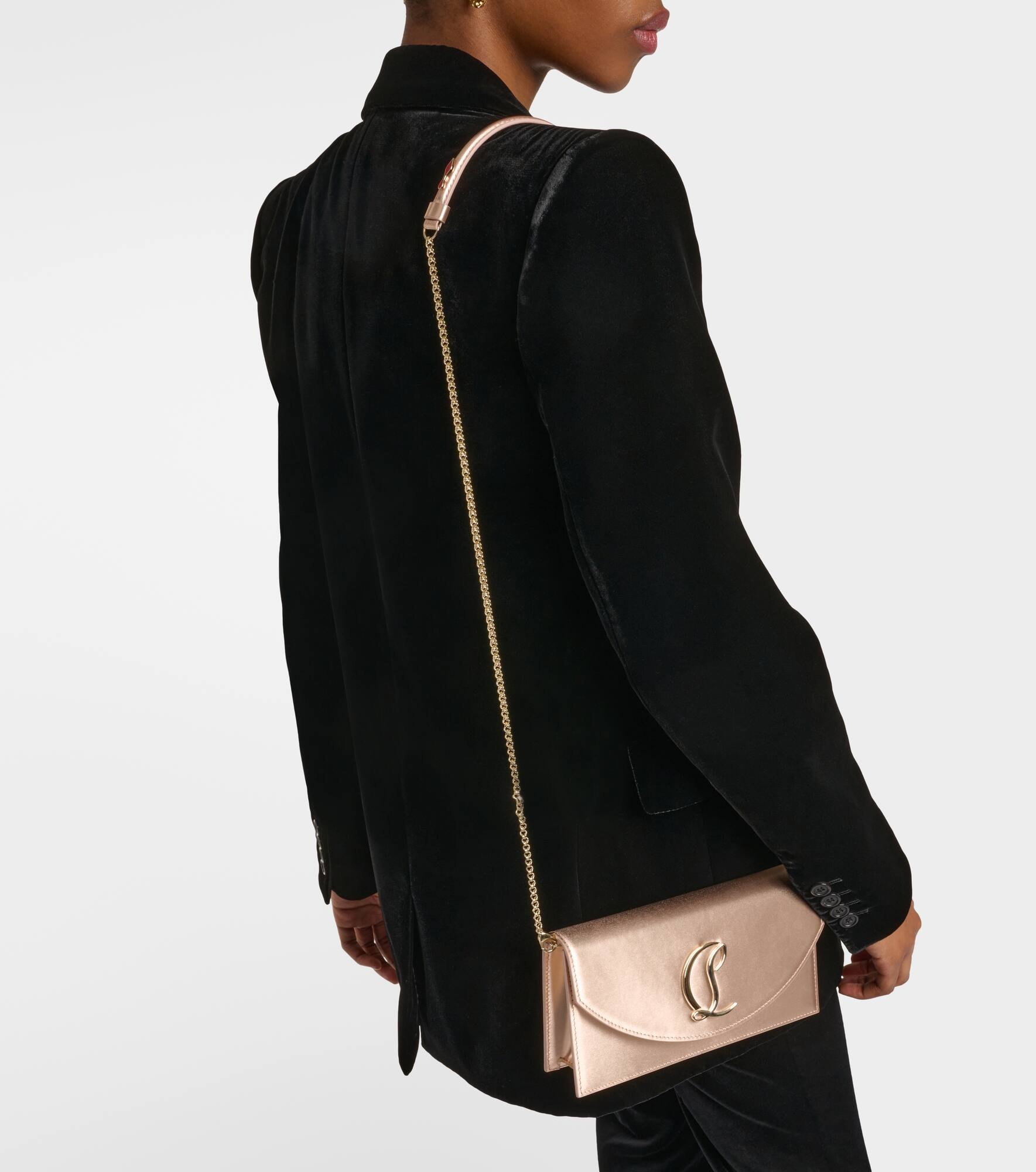 Loubi54 Small leather-trimmed silk clutch - 6
