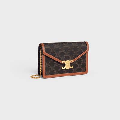 CELINE WALLET ON CHAIN MARGO in TRIOMPHE CANVAS and calfskin outlook