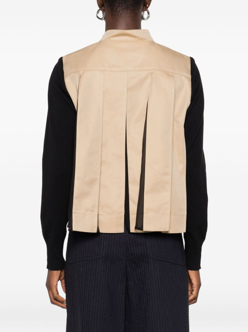 contrast-panel gabardine cardigan - 4