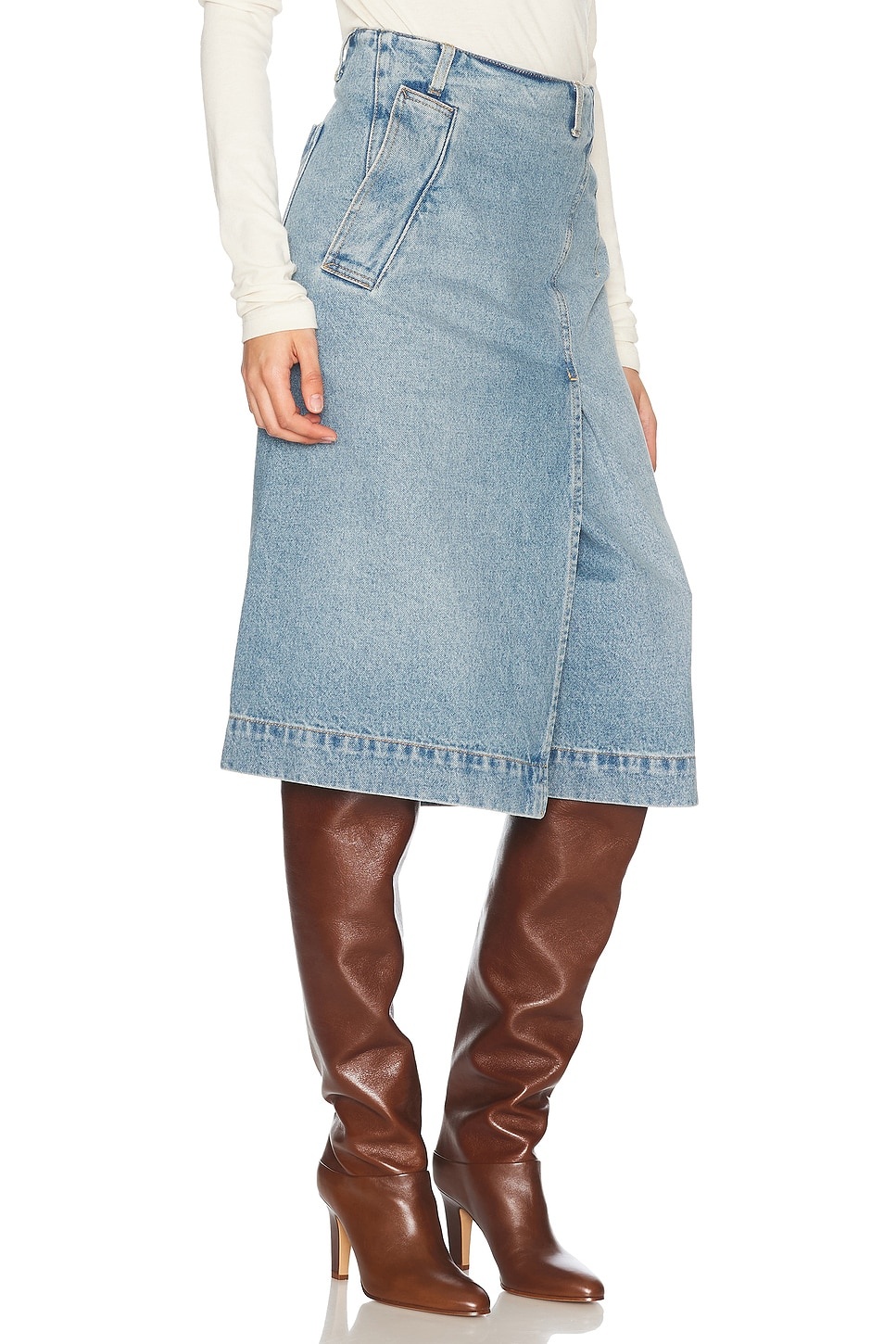Denim Wrap Detail Skirt - 2