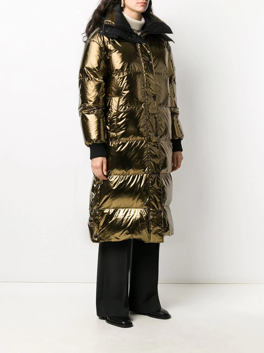 reversible longline metallic puffer coat - 3