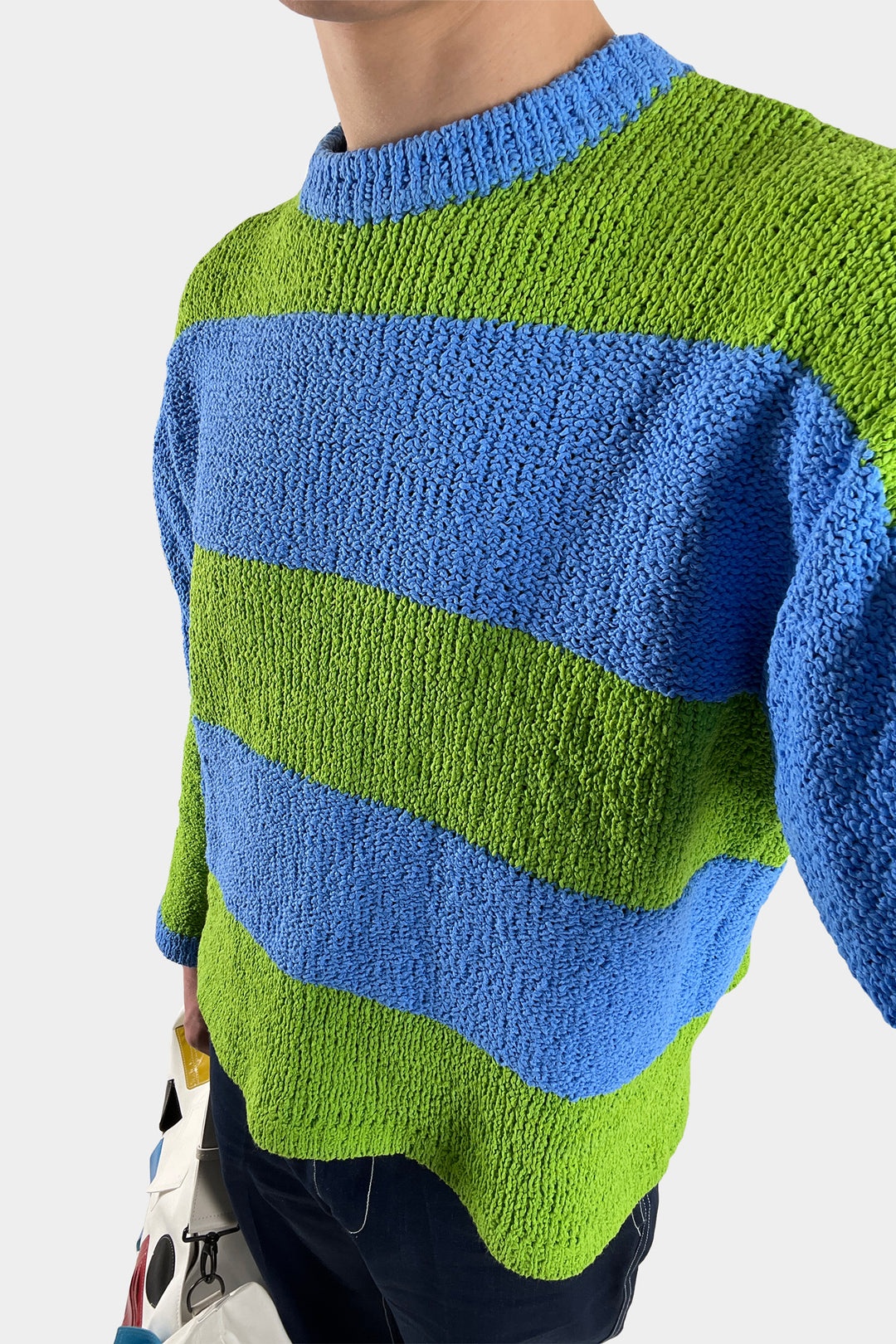 KNITTED JUMPER / azure & green - 5