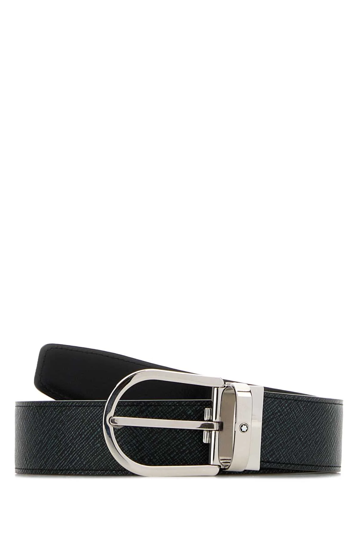 Montblanc Men Melange Blue Leather Reversible Belt - 1