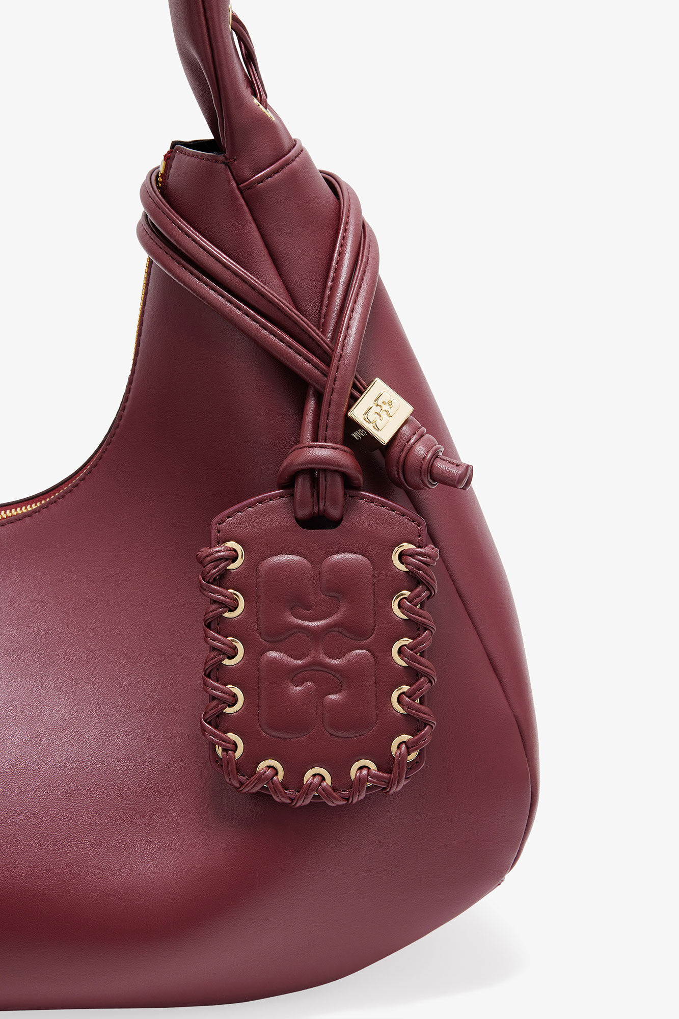 BURGUNDY MEDIUM LACES HOBO BAG - 3
