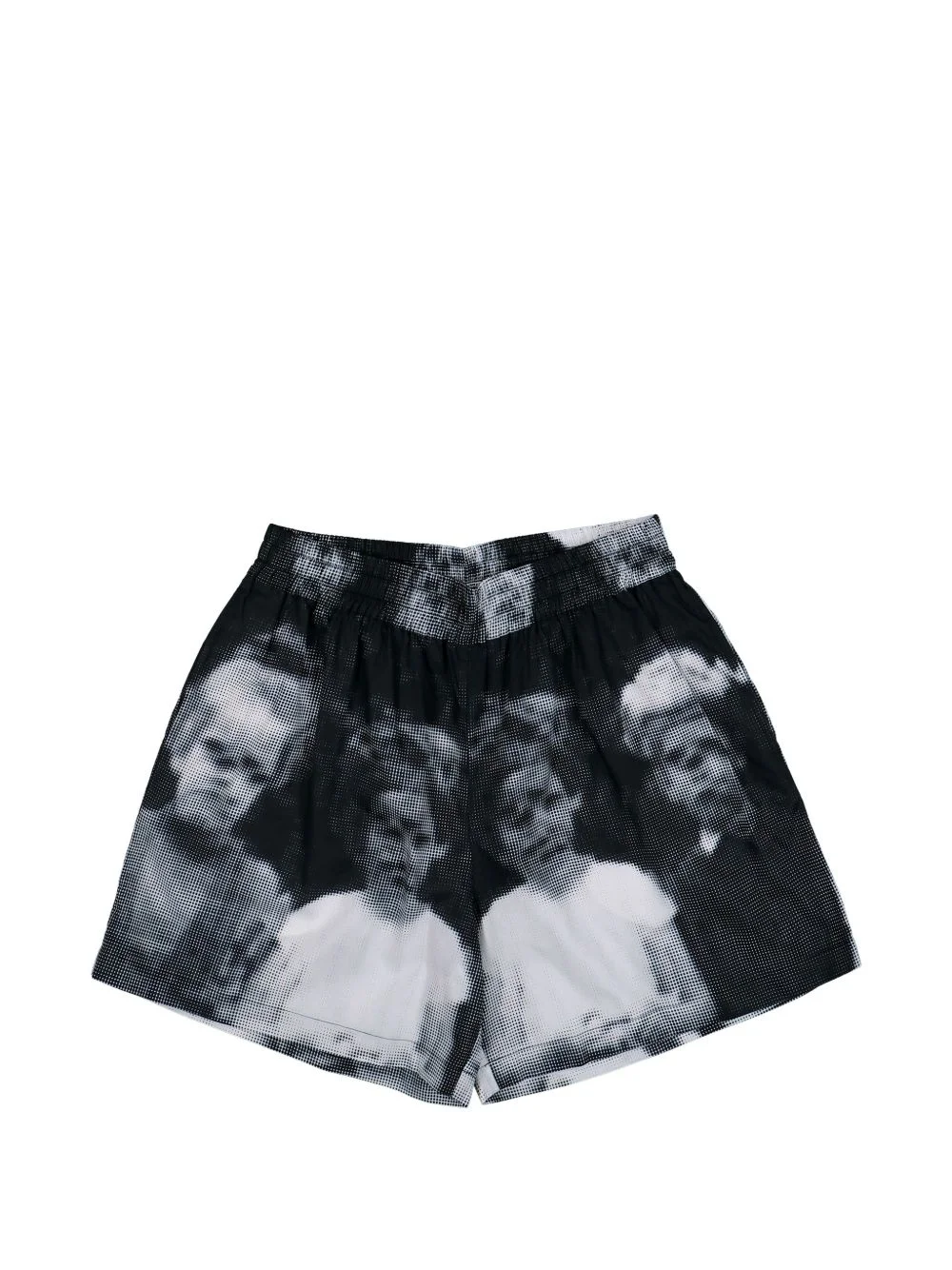 portrait-print embroidered logo shorts - 1