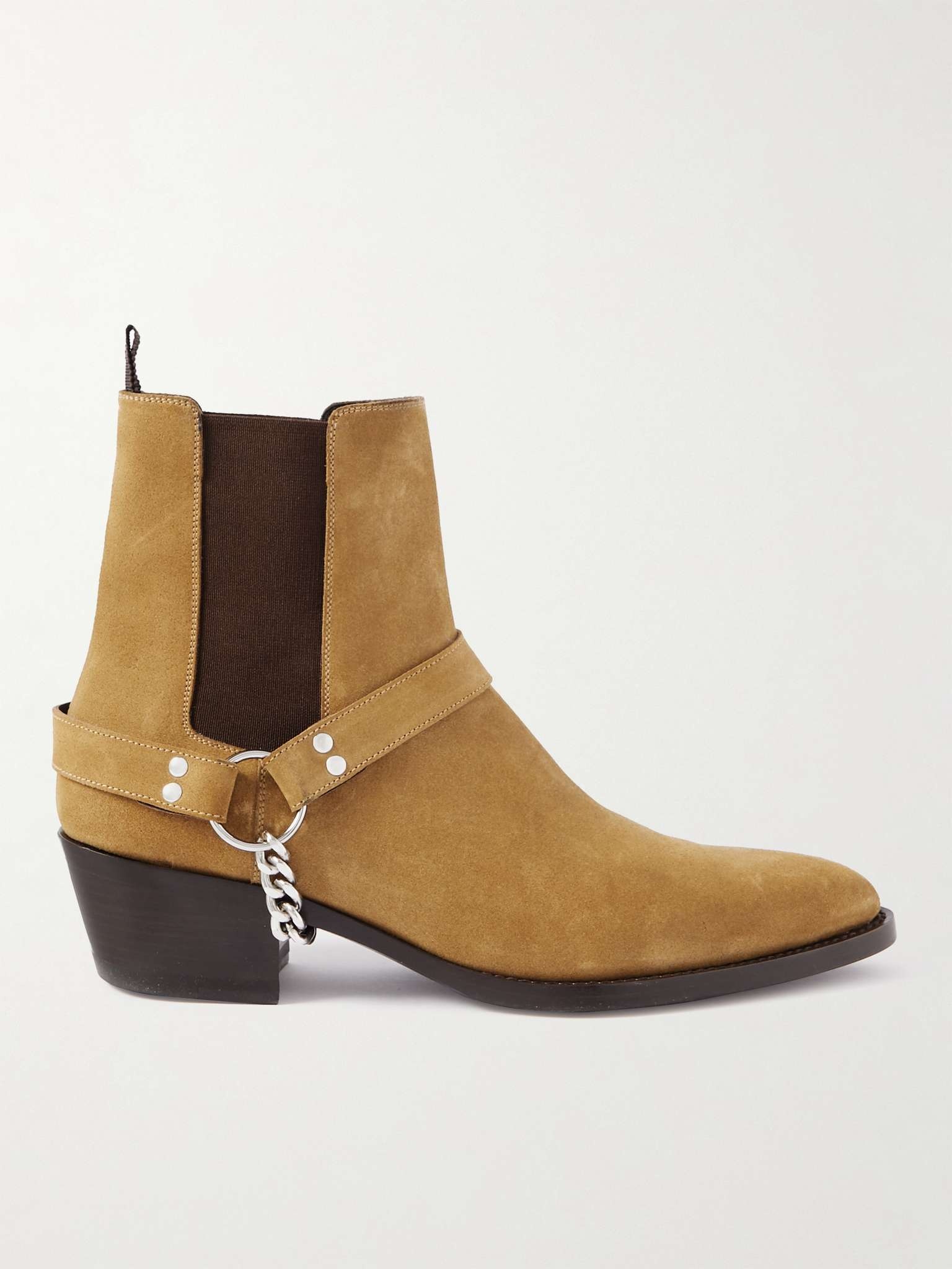 Chain-Embellished Suede Chelsea Boots - 1