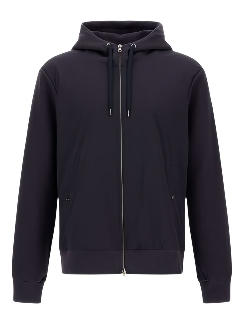ribbed panelled zip-front hoodie 1