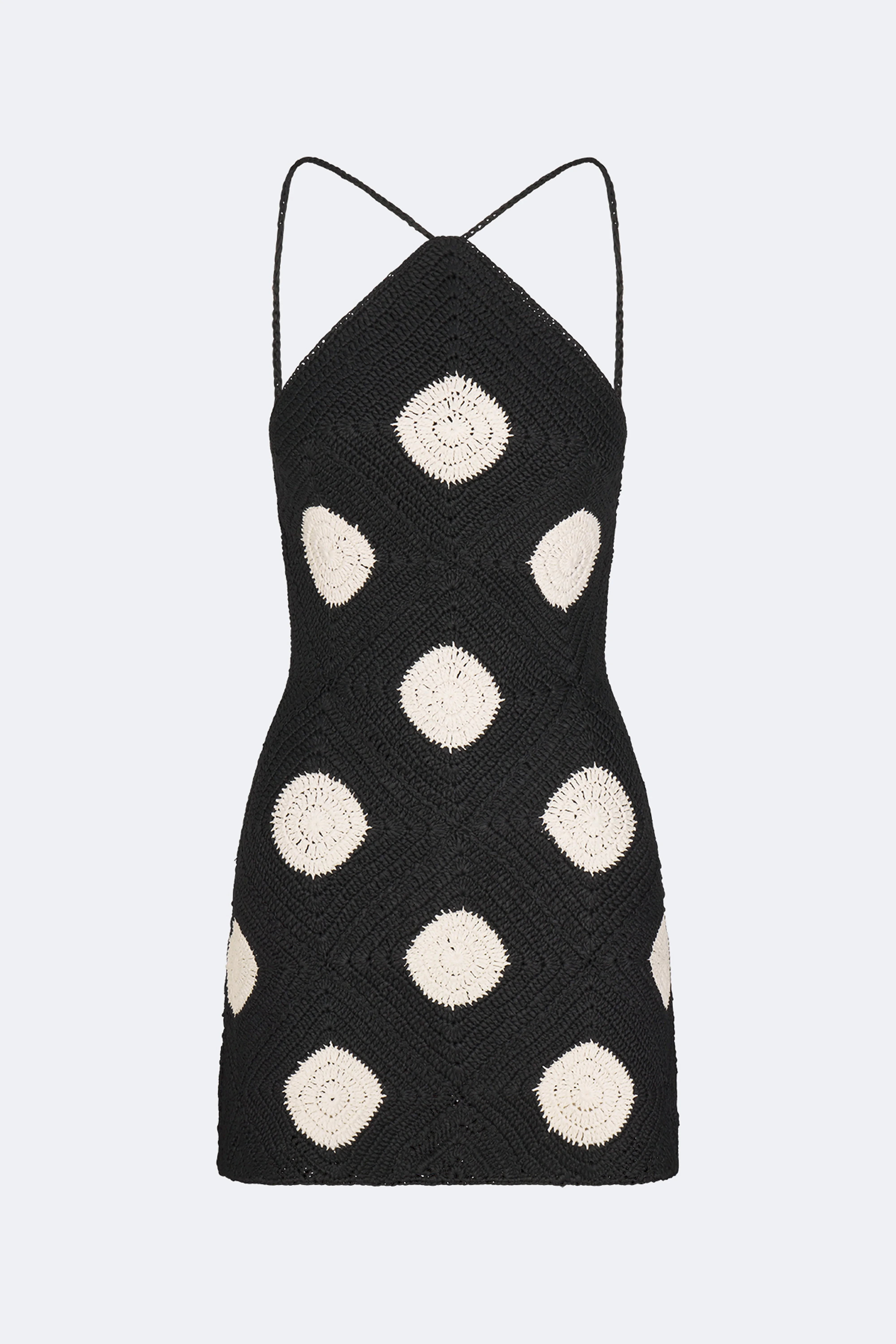 Kit Crochet Mini Dress In Black/Macadamia Polka Dot - 1