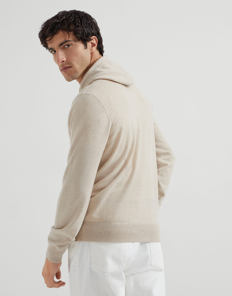 Brunello Cucinelli Cashmere sweatshirt-style cardigan with hood outlook
