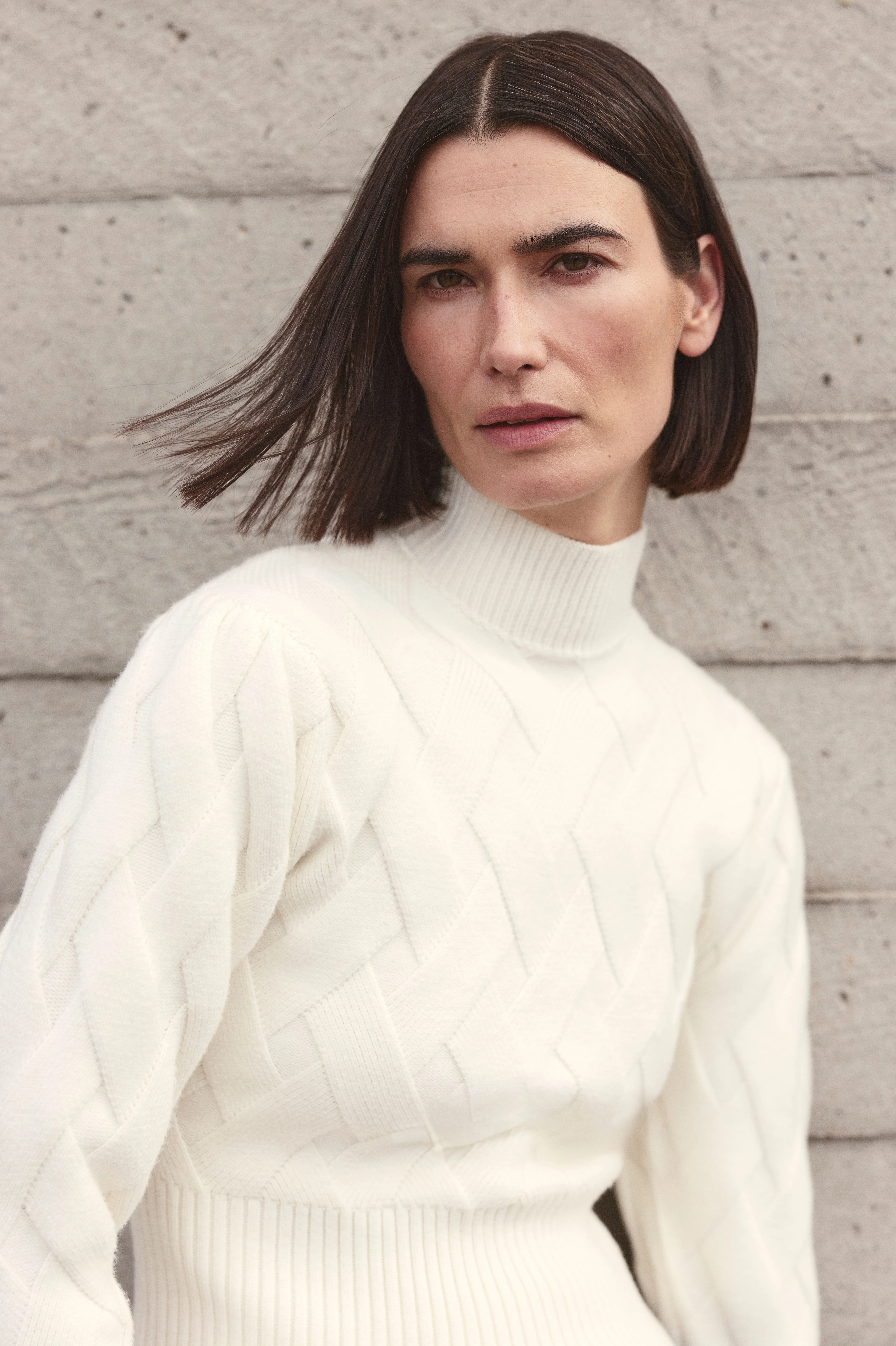 Cable Knitted Funnel Neck Jumper - 1