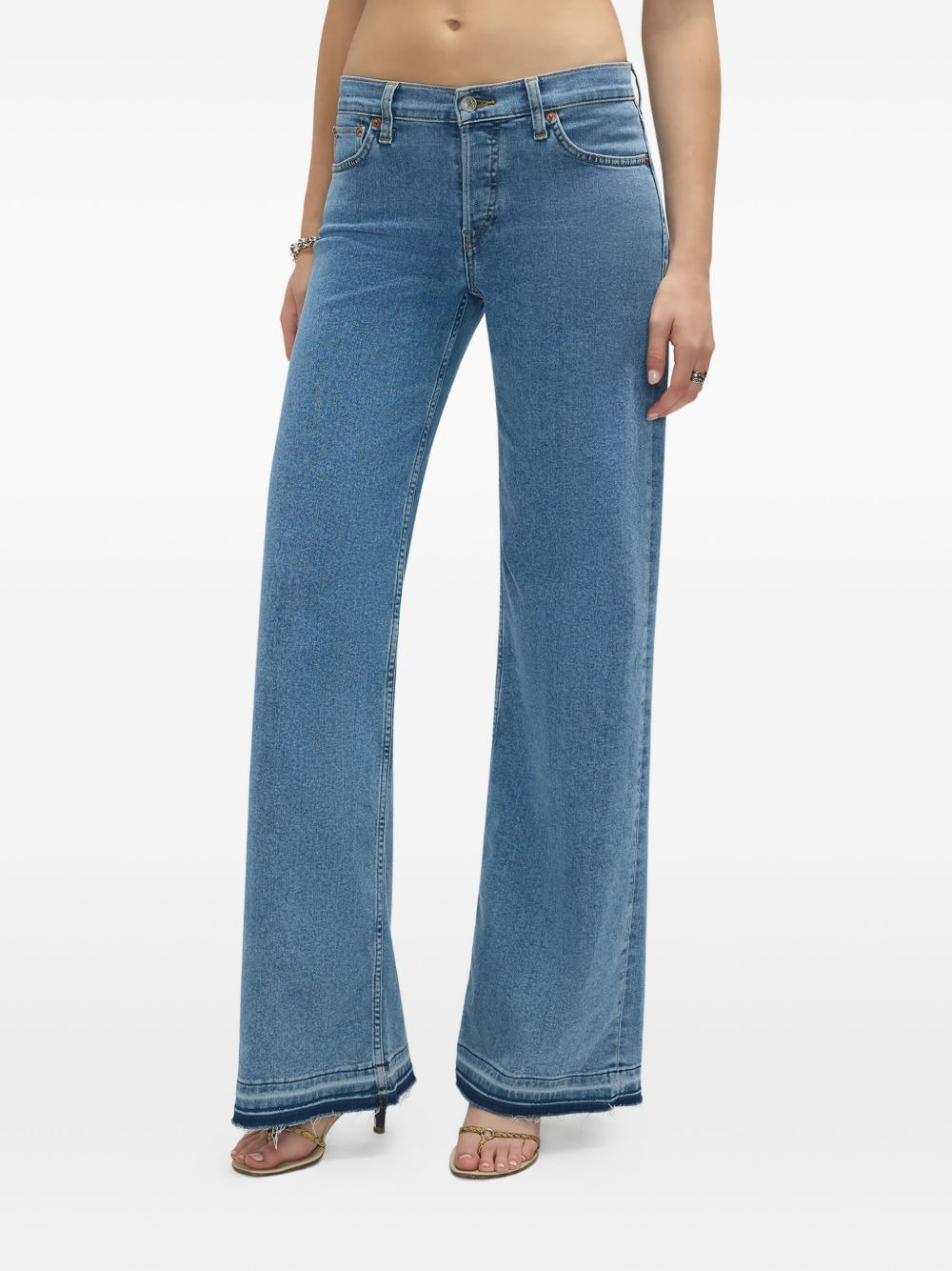 mid-rise frayed-hem jeans - 2