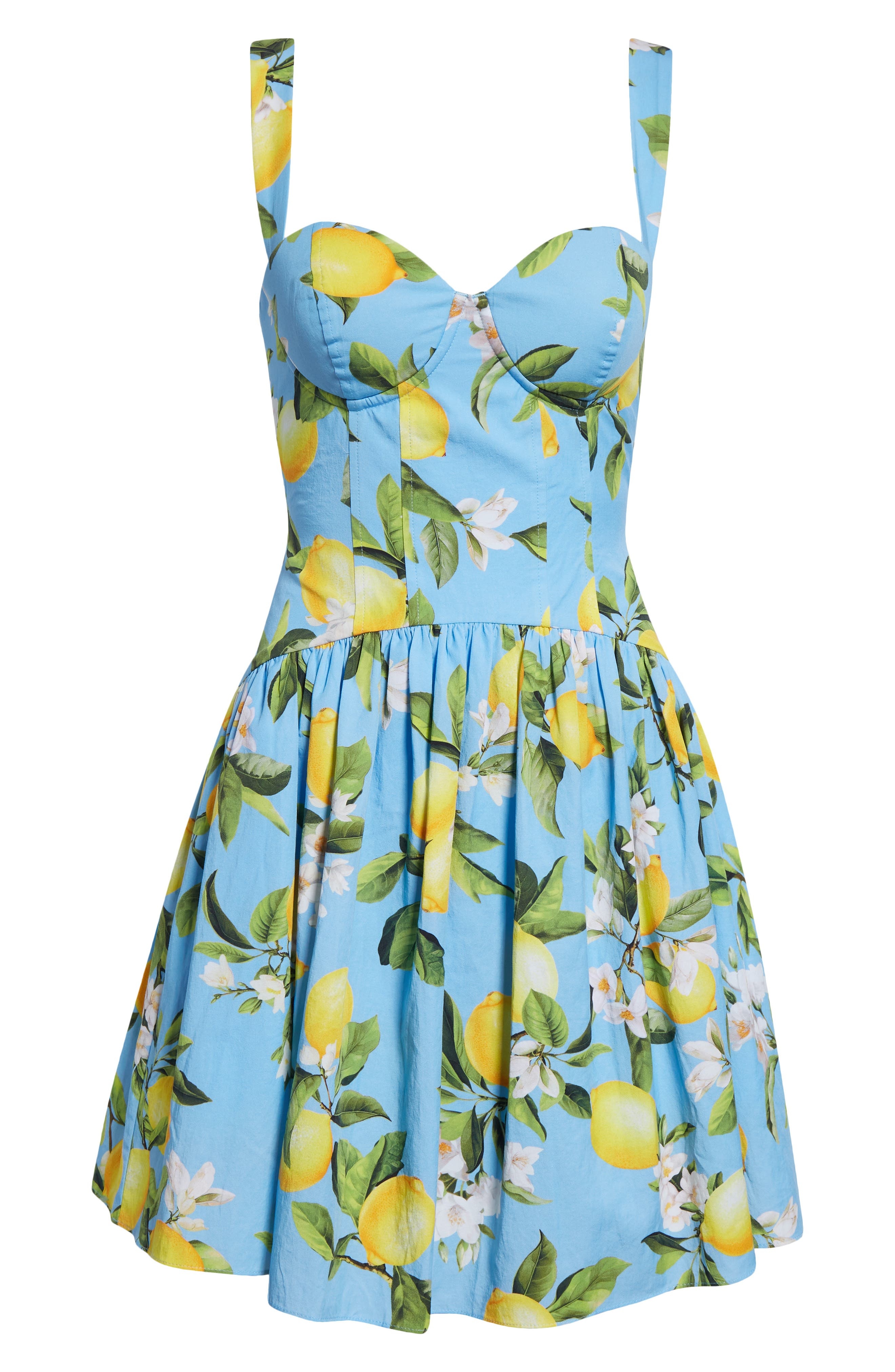 L'AGENCE Jai Lemon Print Corset Minidress in Sky Blue/Yellow Floral Lemon at Nordstrom - 5
