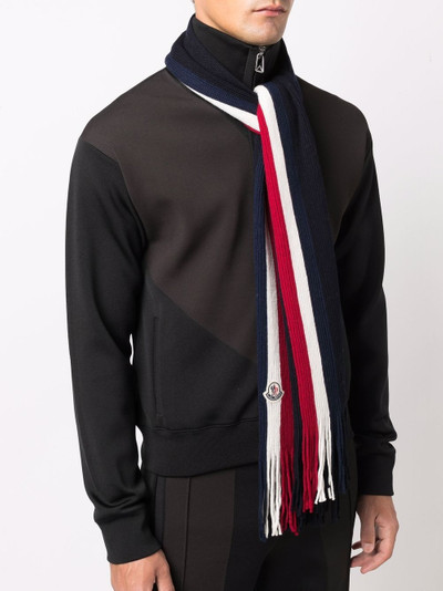 Moncler logo-patch knitted scarf outlook