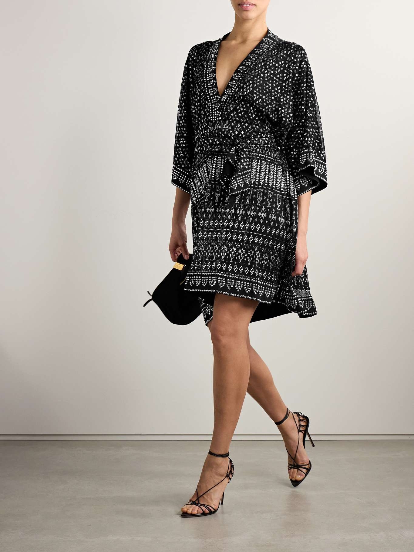 Nawel embellished printed mesh mini dress Black - 2