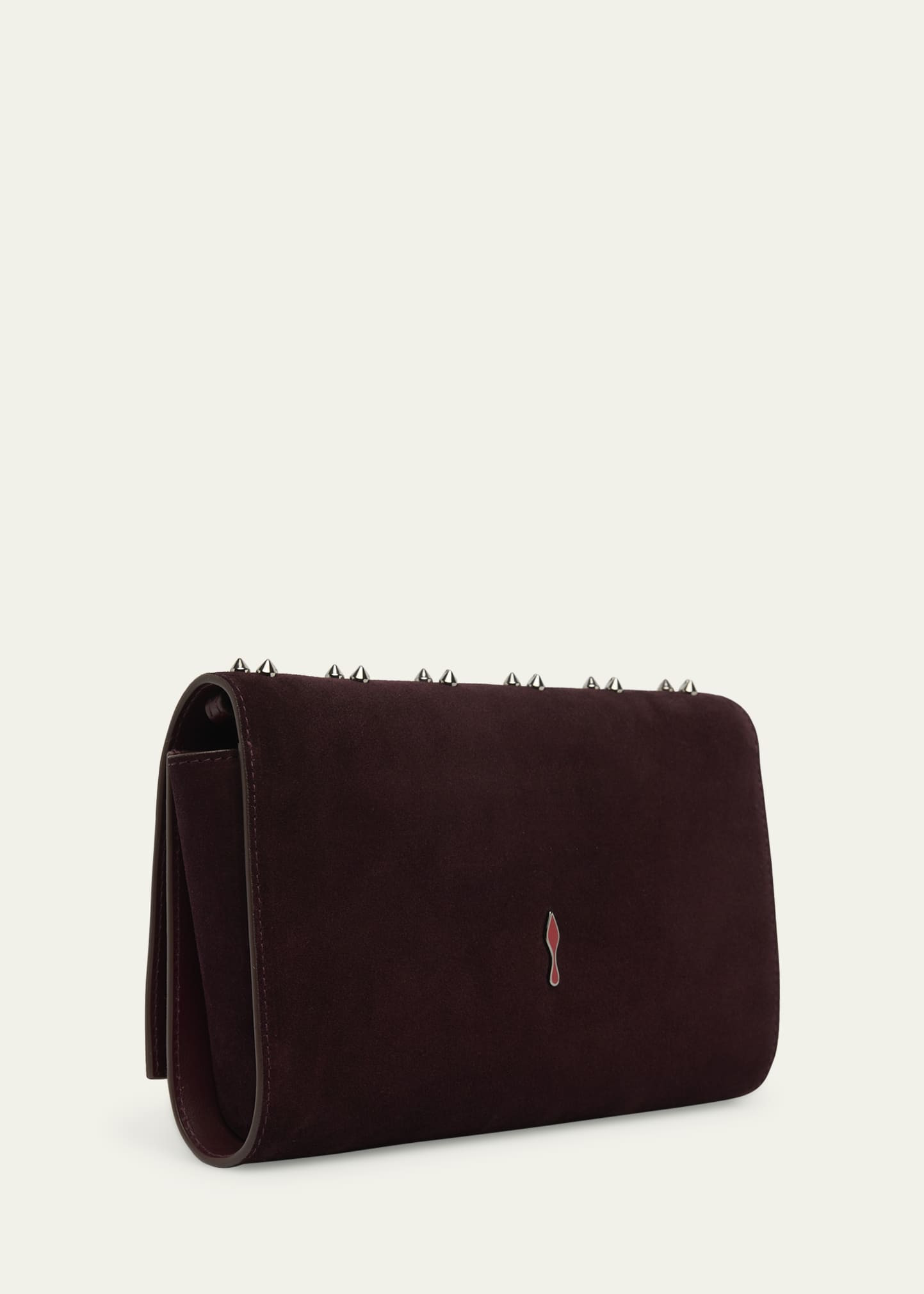 Paloma Clutch Bag in Suede with Loubinthesky Spikes - 2