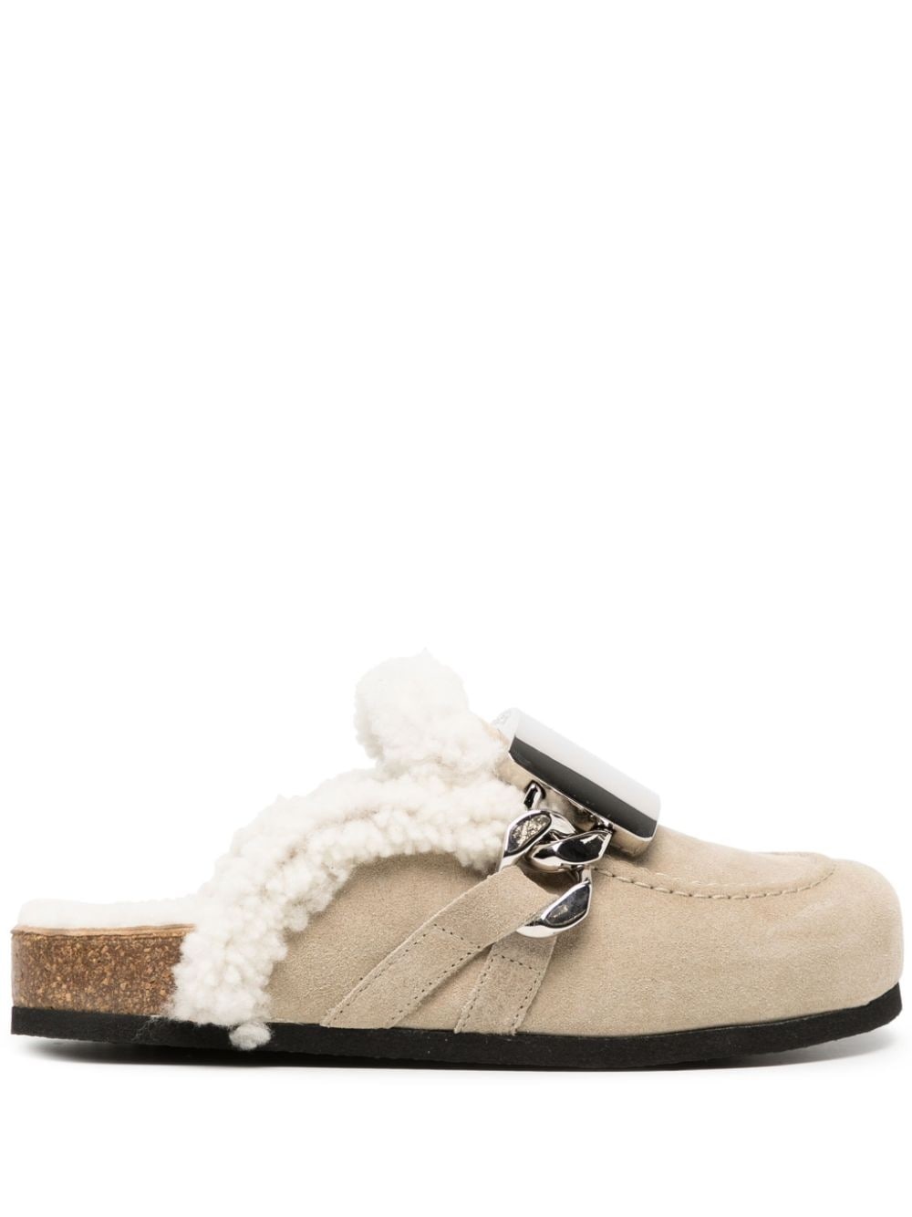 Gourmet shearling-trim loafer mules - 1