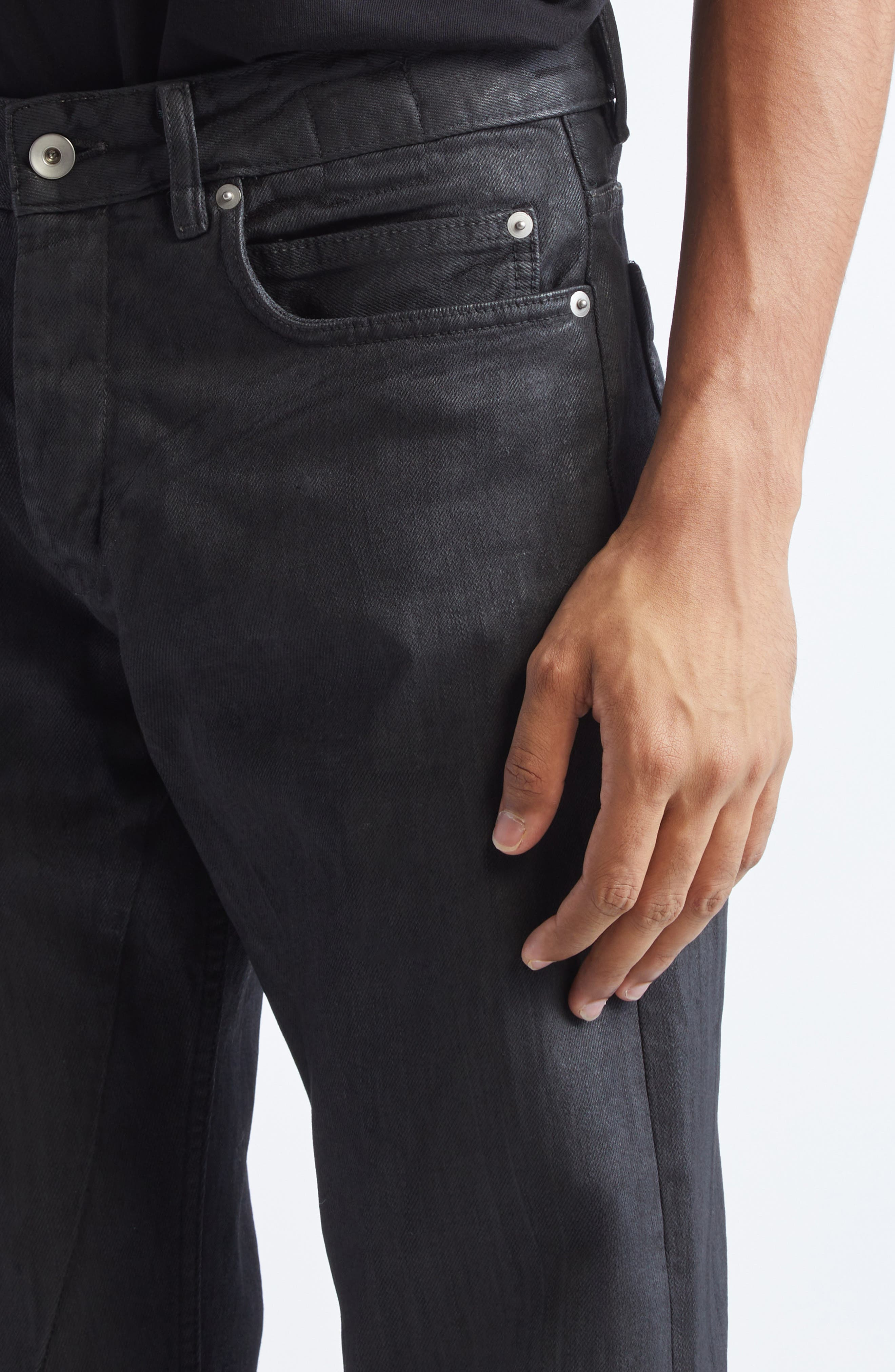 Rick Owens DRKSHDW Fog Cut Coated Jeans in Black Wax at Nordstrom - 5