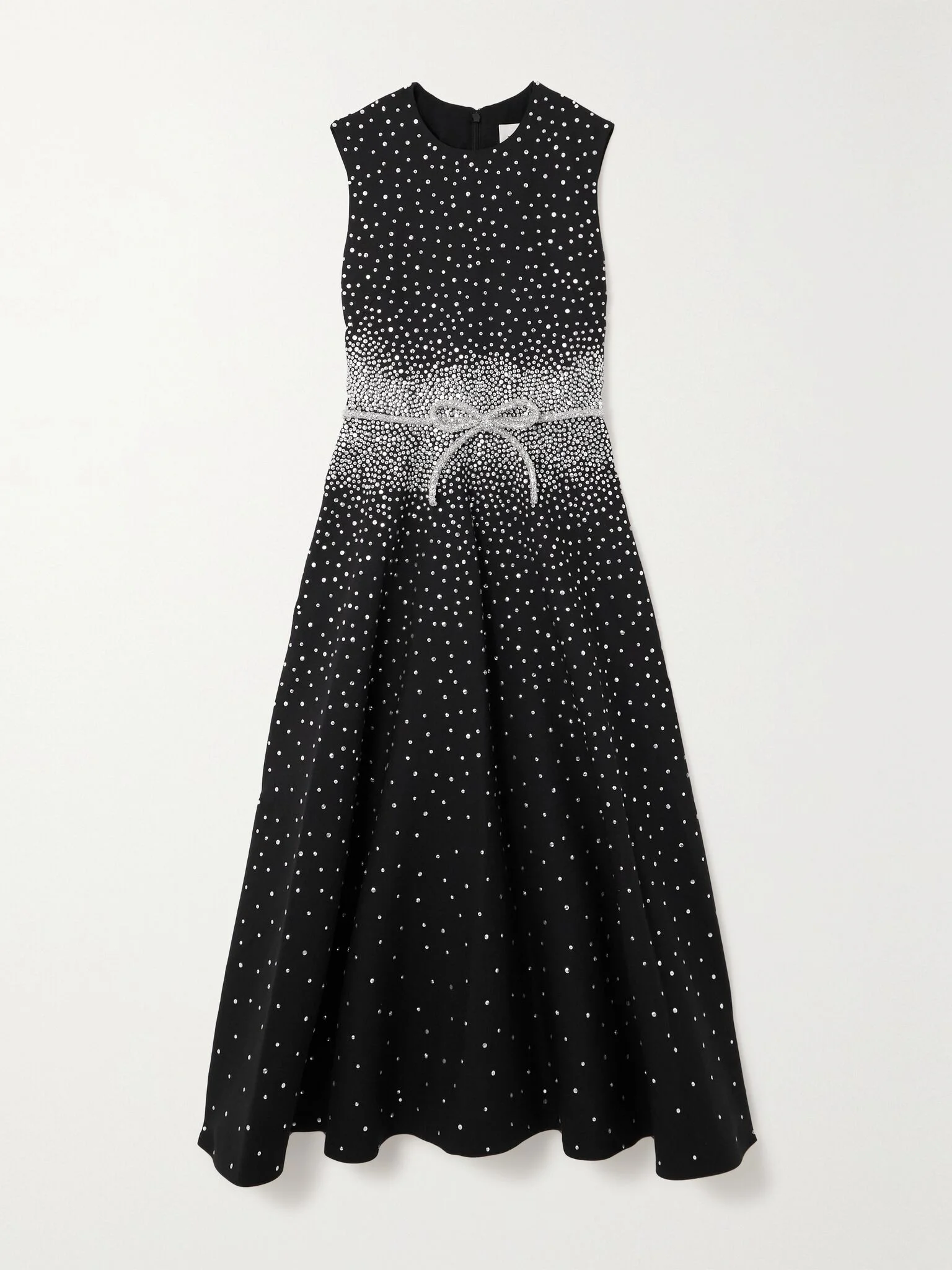 Belted embellished wool and silk-blend midi dress Black - 1