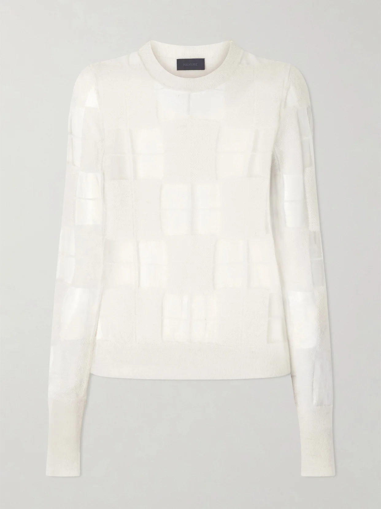 Paul Checked Mesh-trimmed Knitted Sweater - 1
