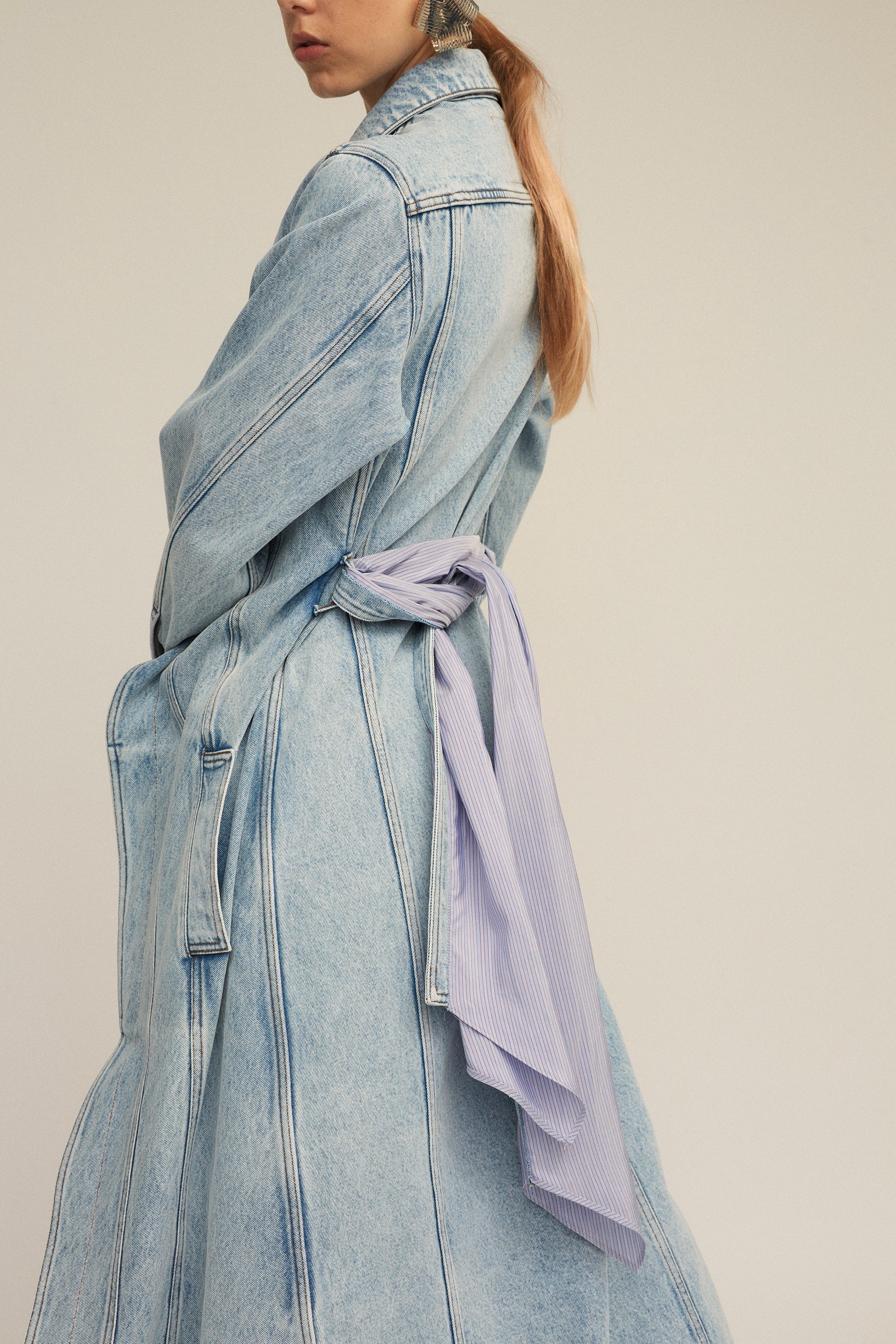 Pulled Lining Denim Coat - 4